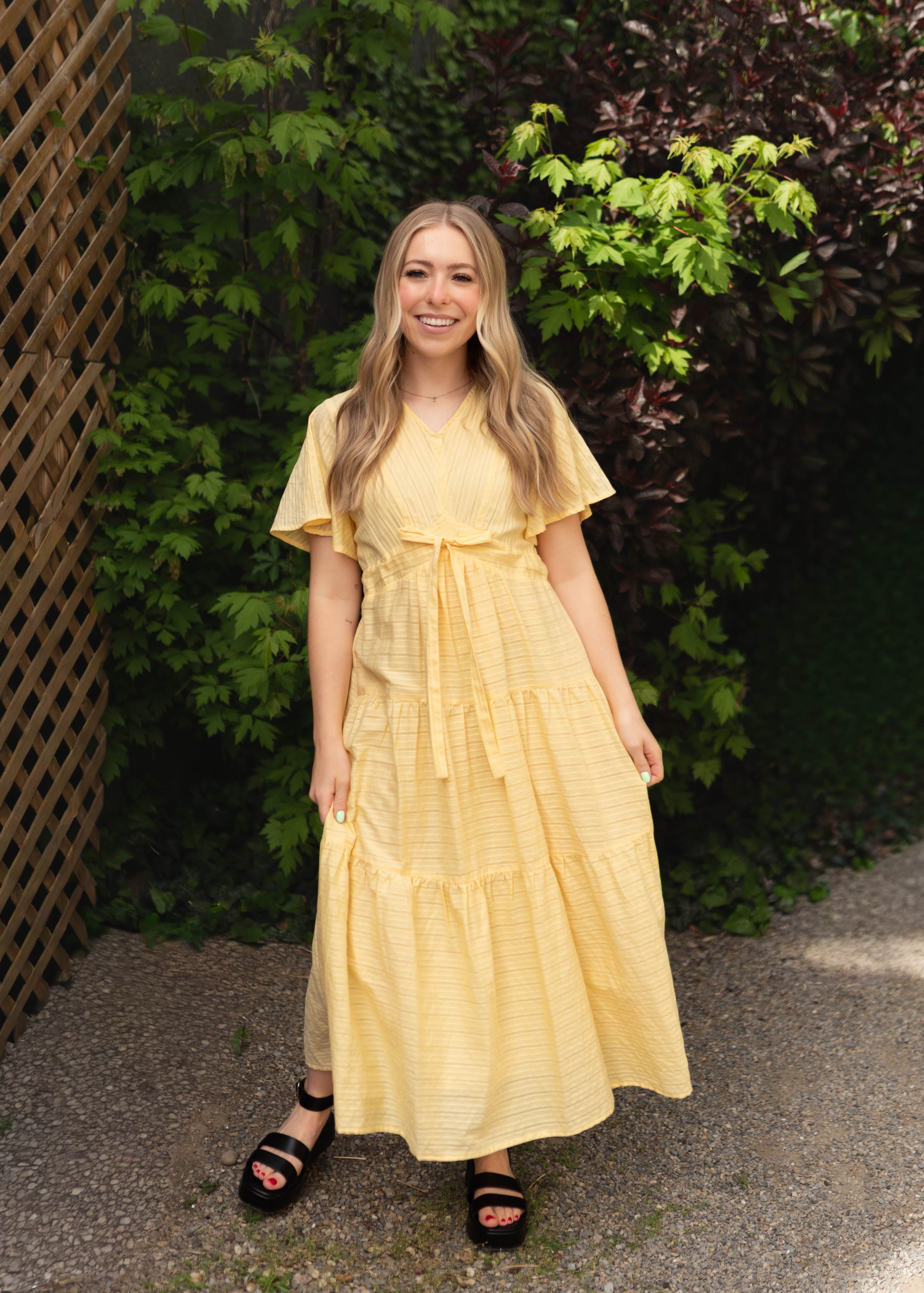 Melanie Yellow Tiered Dress