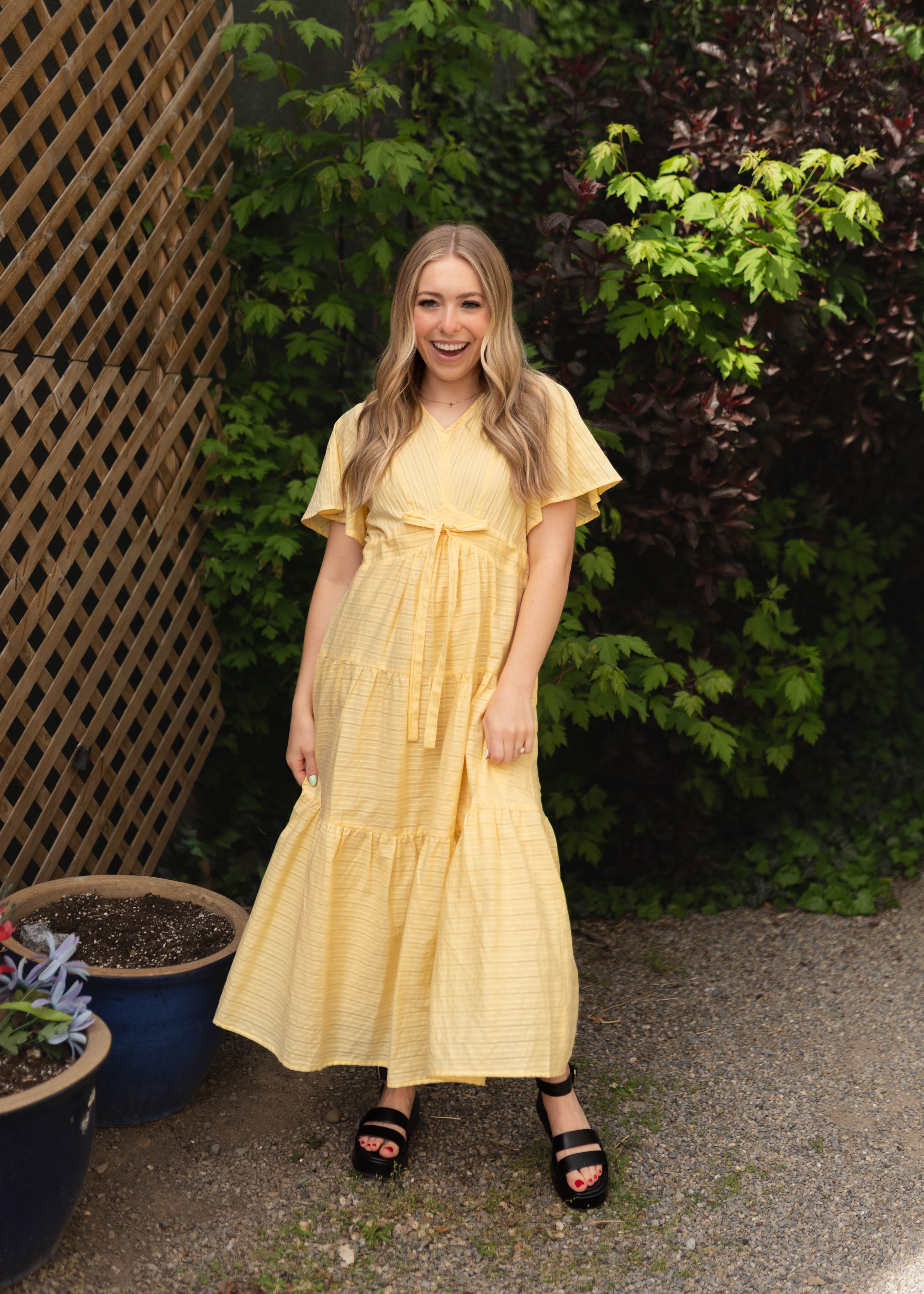 Melanie Yellow Tiered Dress