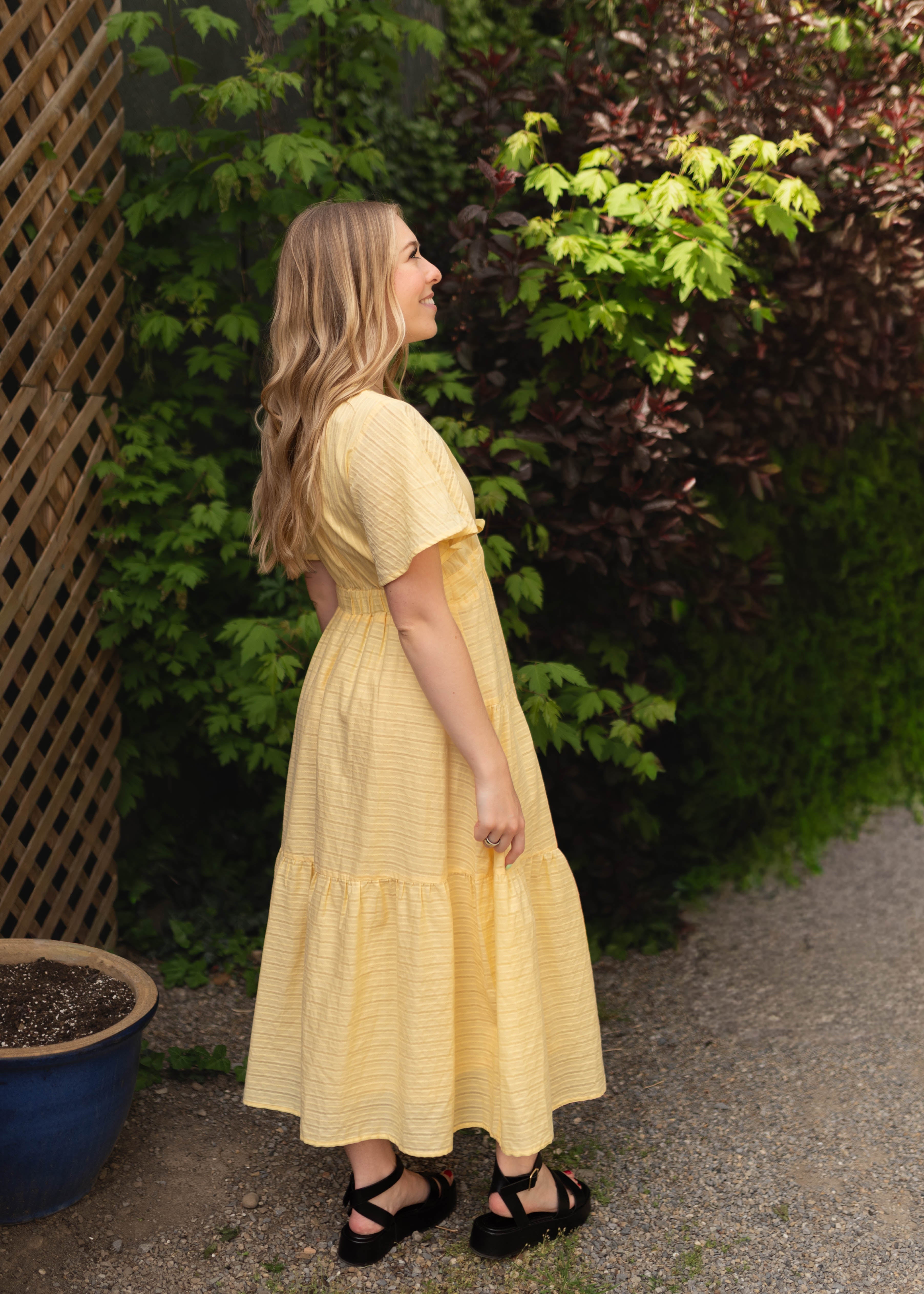 Melanie Yellow Tiered Dress