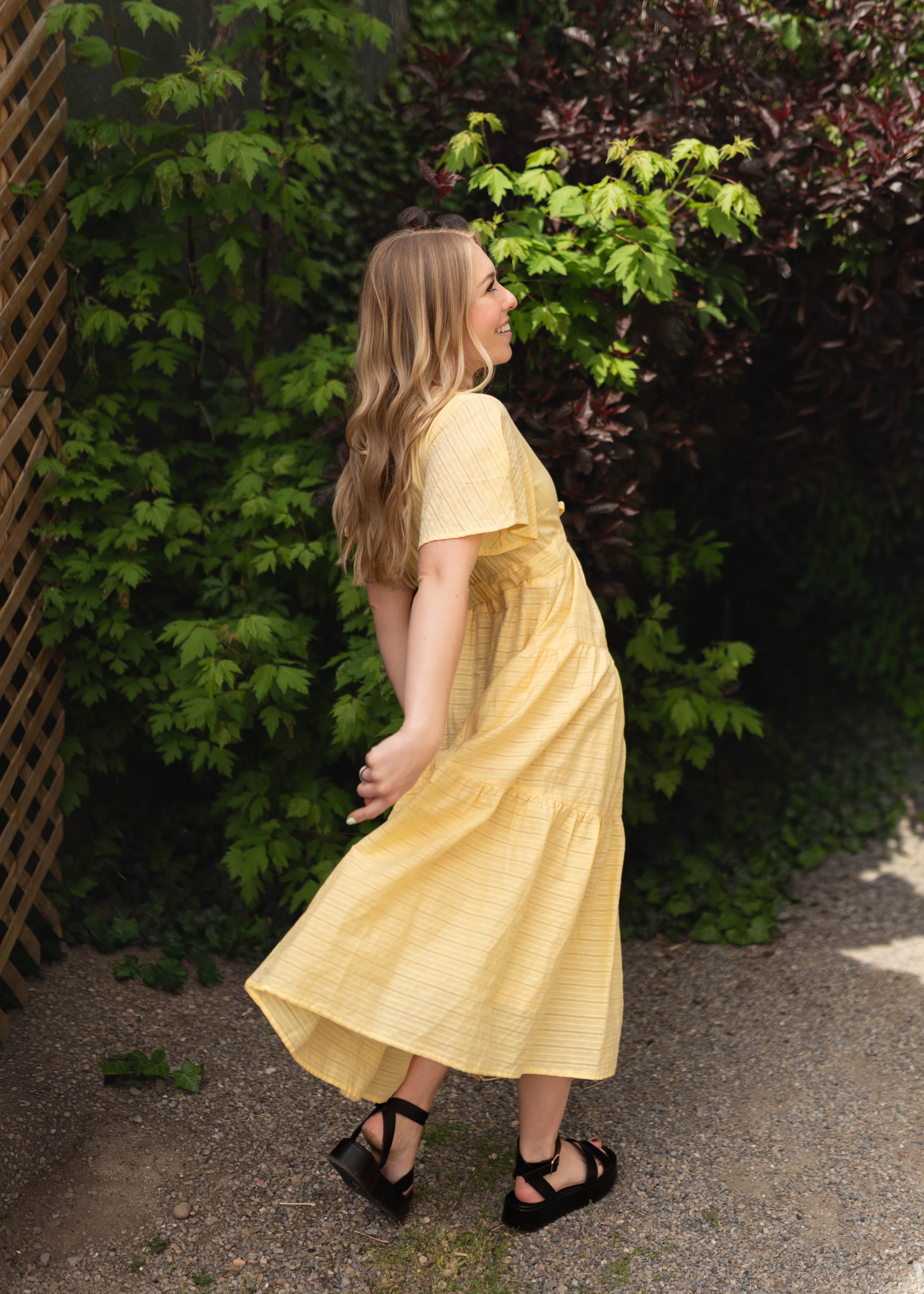 Melanie Yellow Tiered Dress