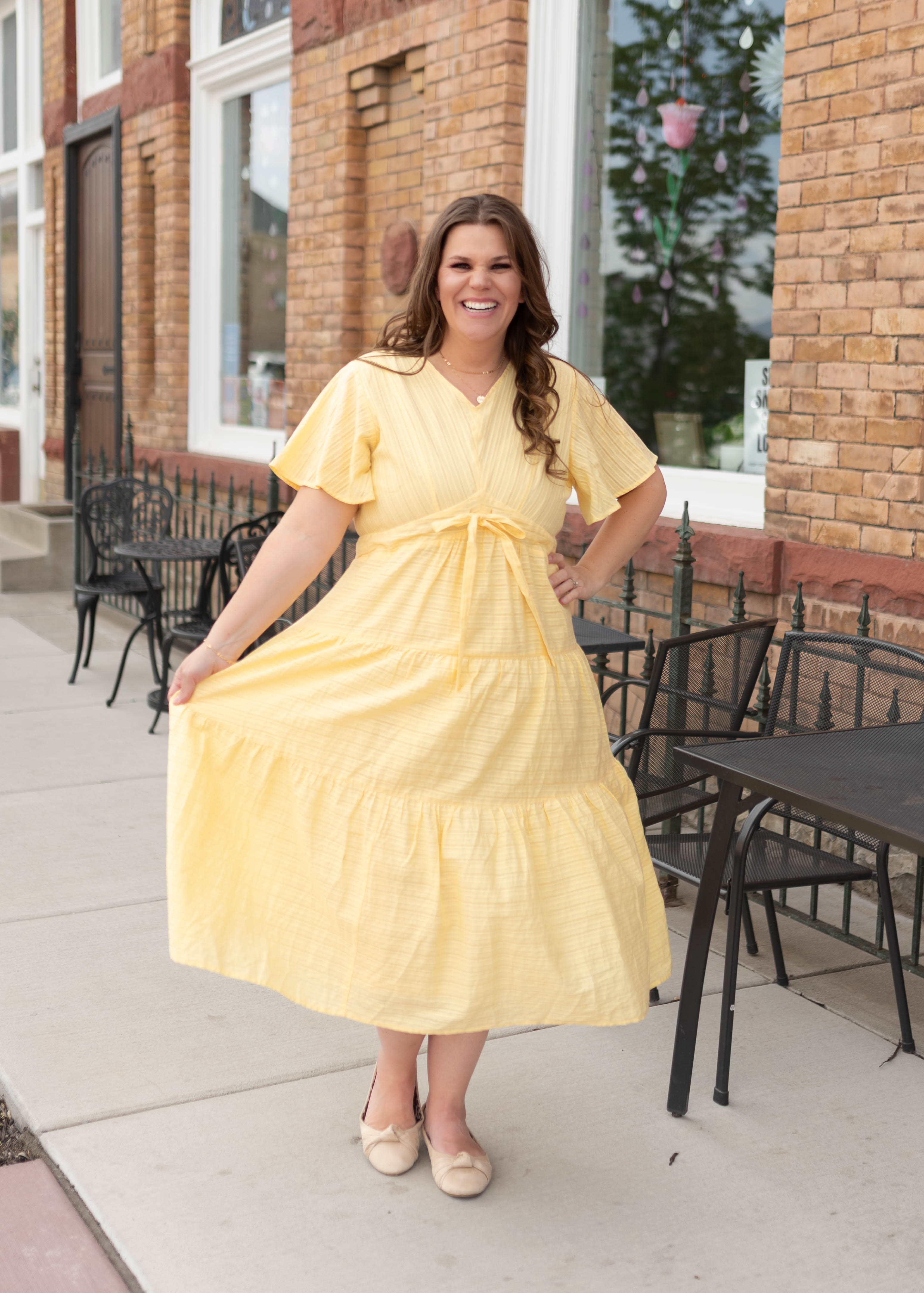 Melanie Yellow Tiered Dress