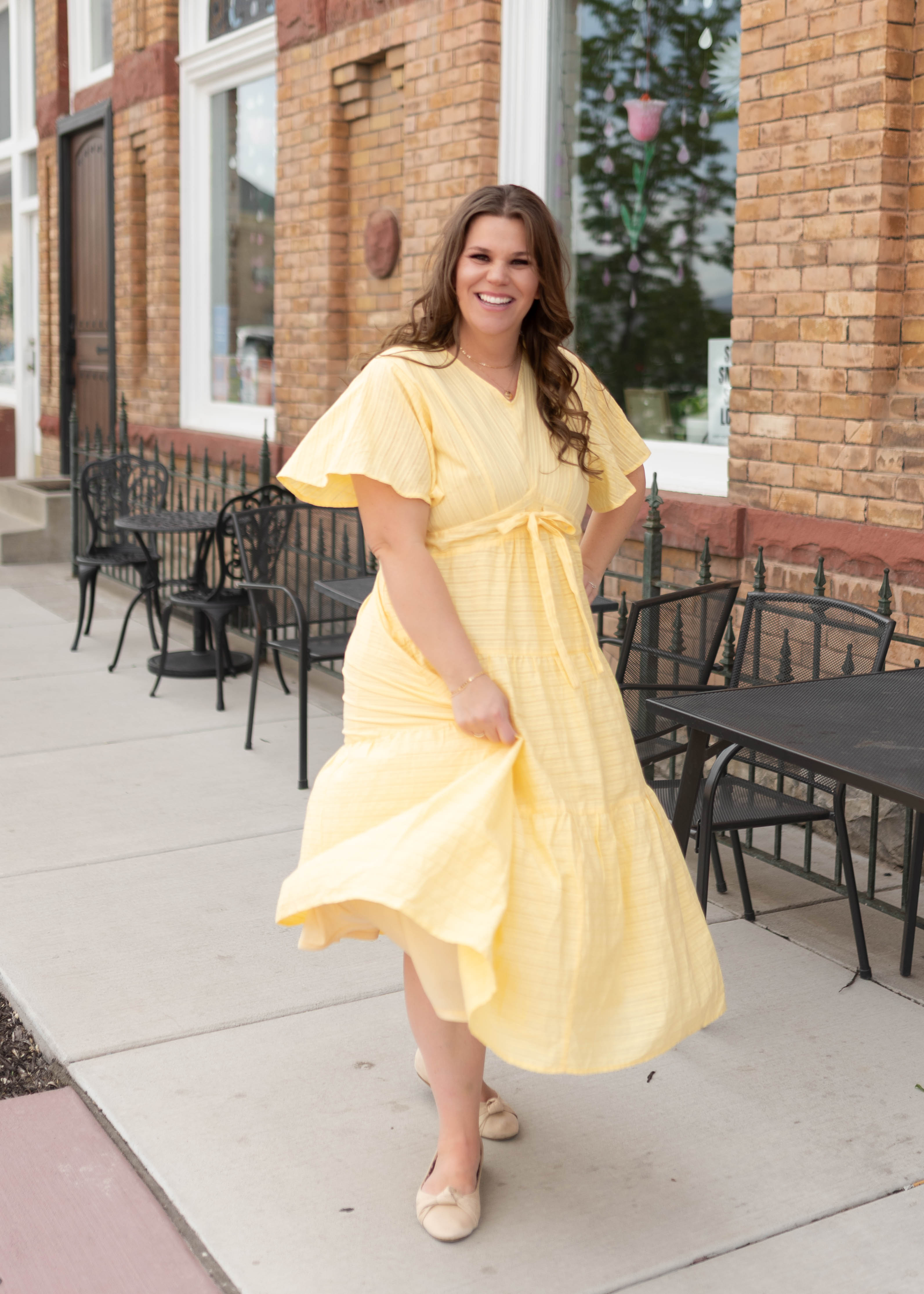 Melanie Yellow Tiered Dress