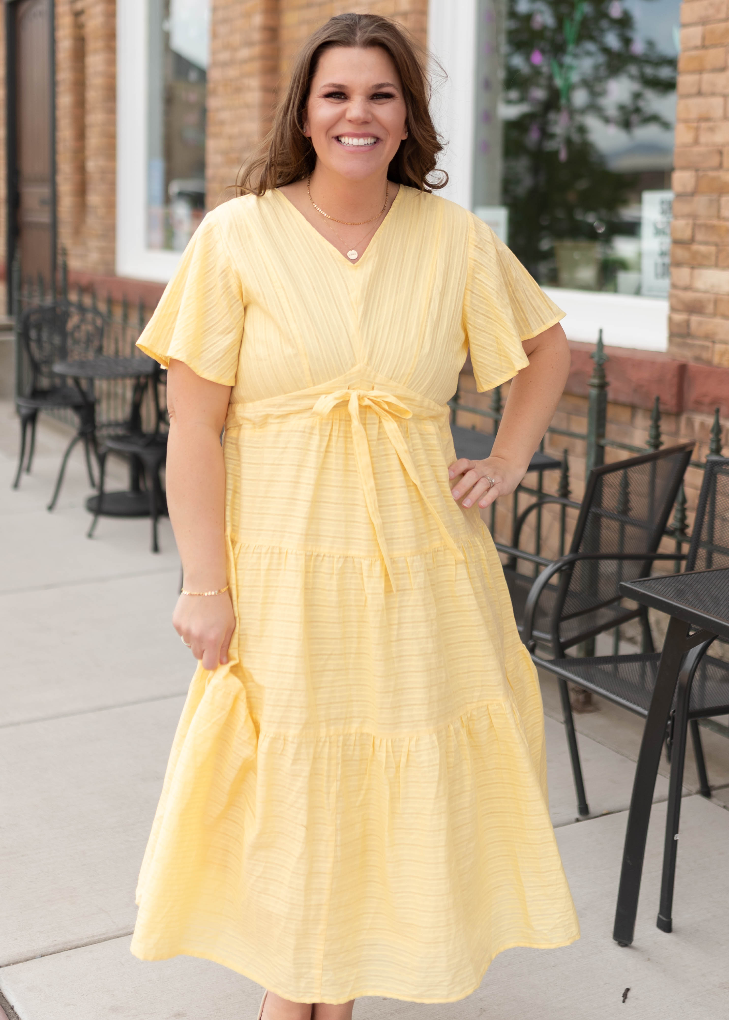 Melanie Yellow Tiered Dress