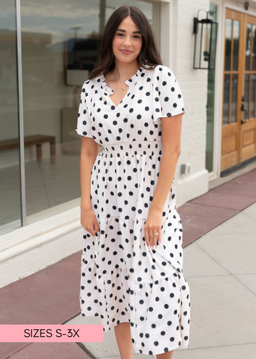 Mia Cream Polka Dot Dress