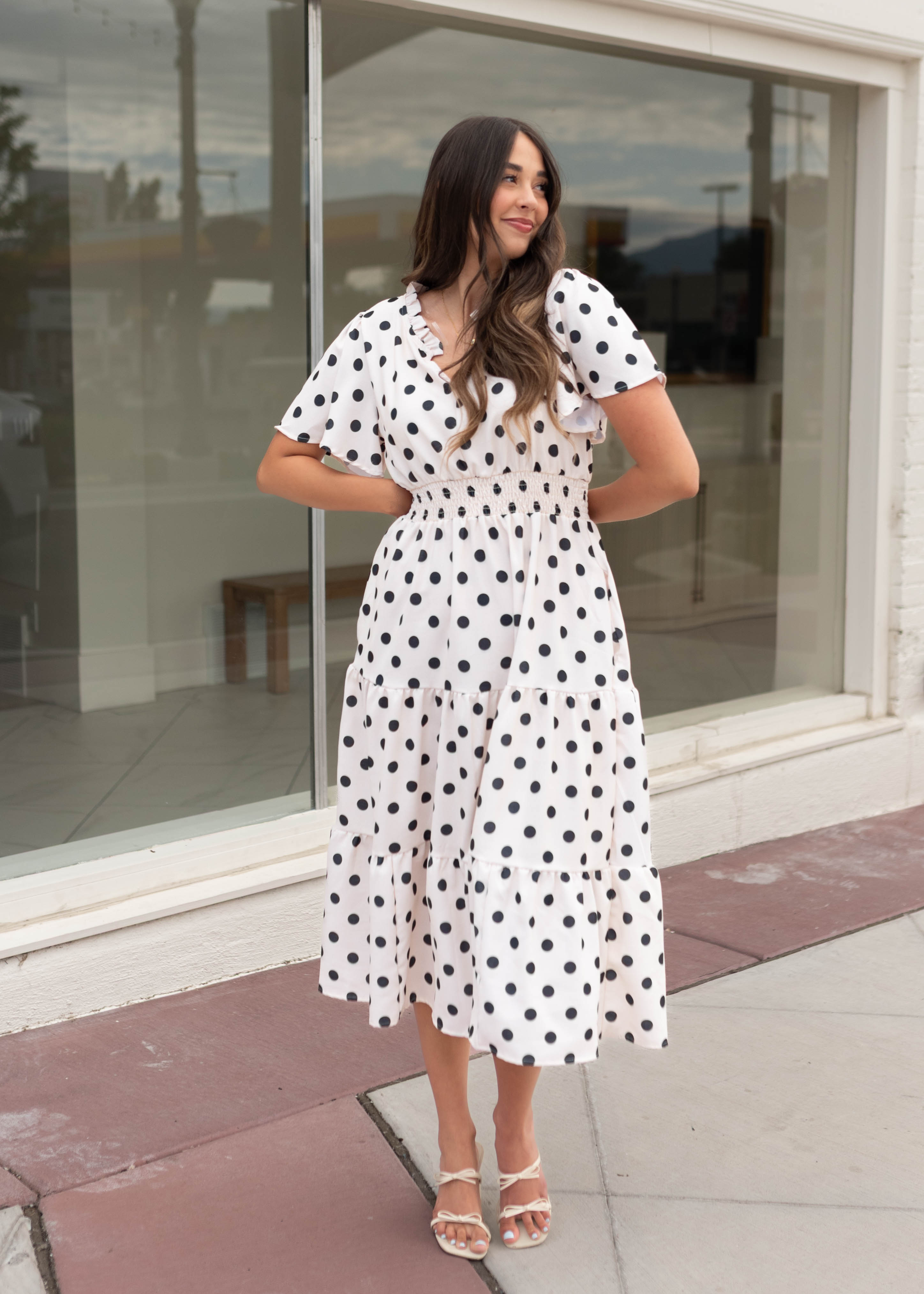 Mia Cream Polka Dot Dress