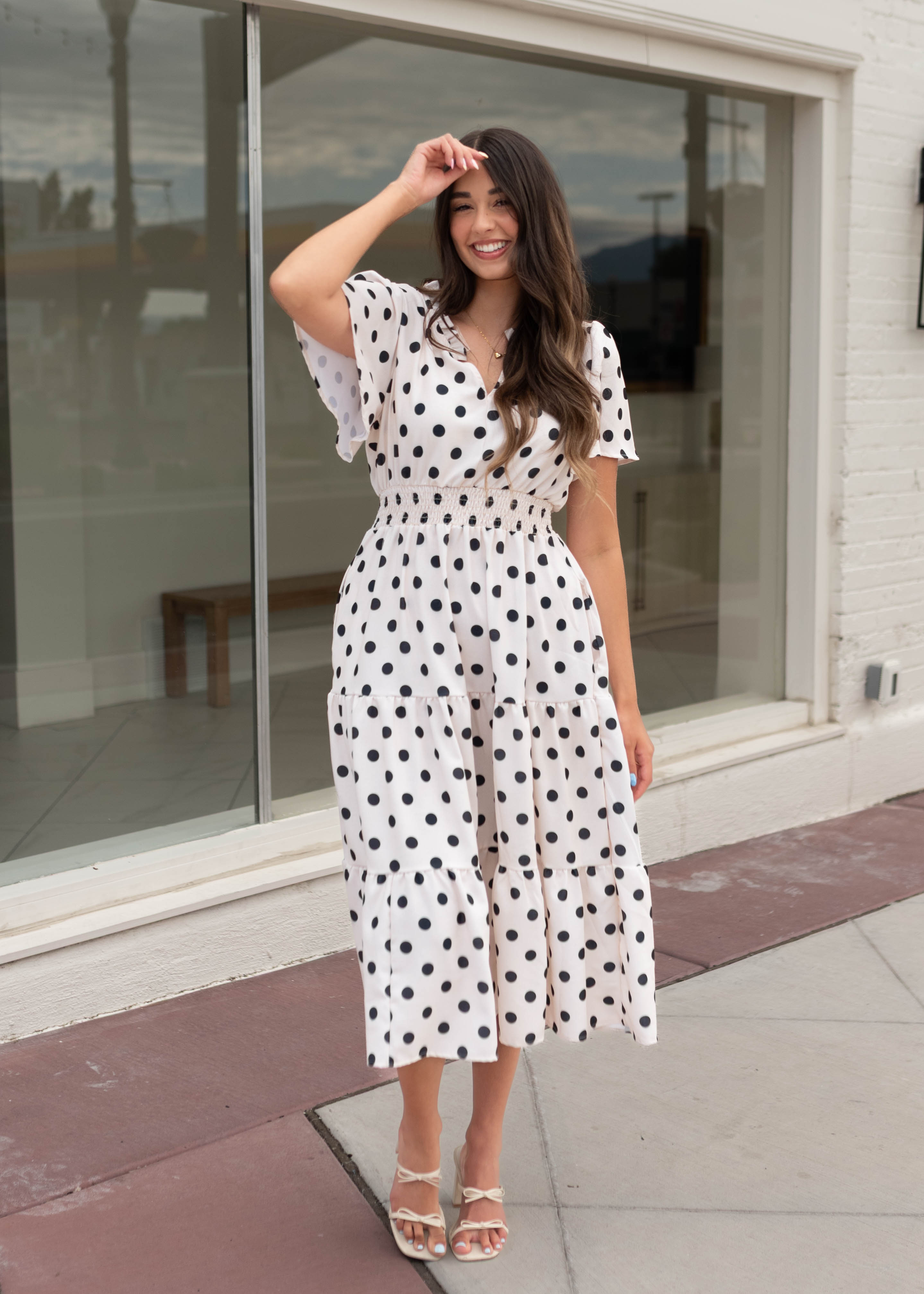 Mia Cream Polka Dot Dress
