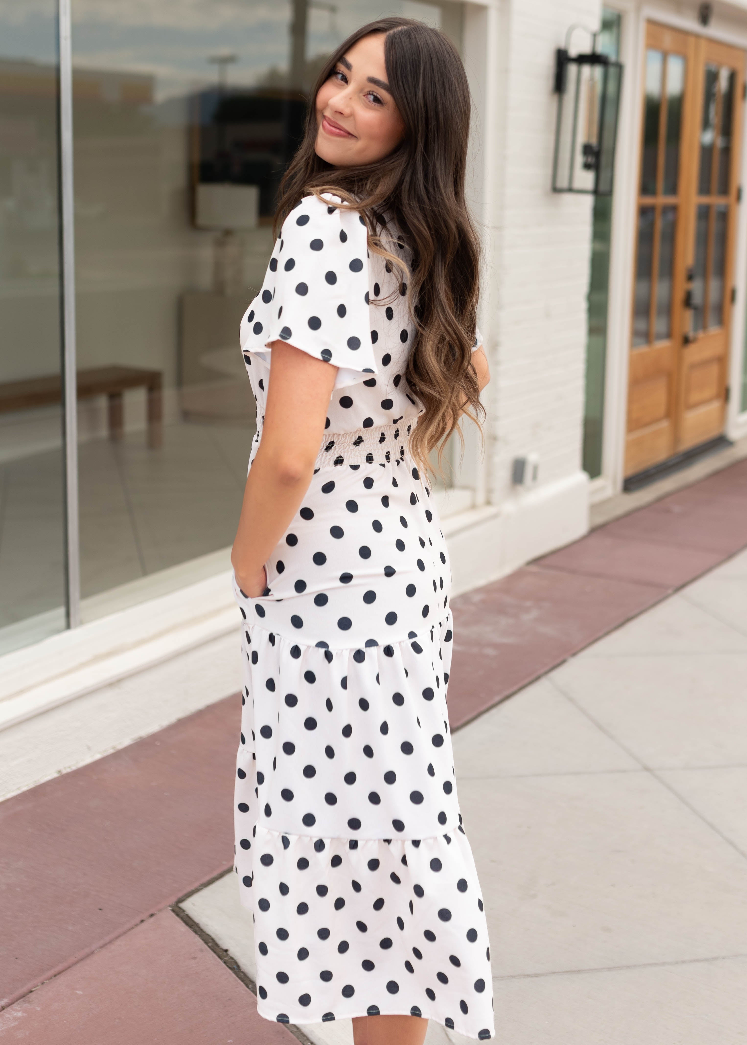 Mia Cream Polka Dot Dress
