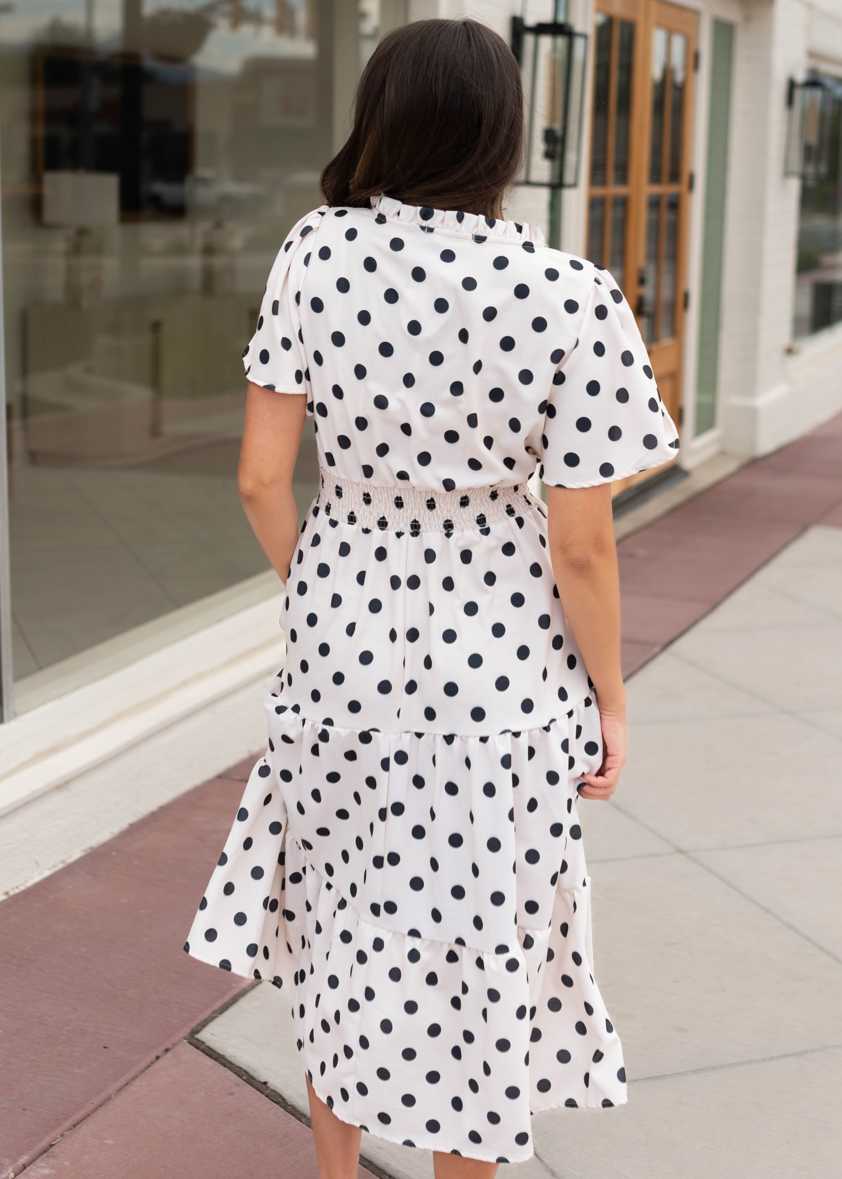 Mia Cream Polka Dot Dress
