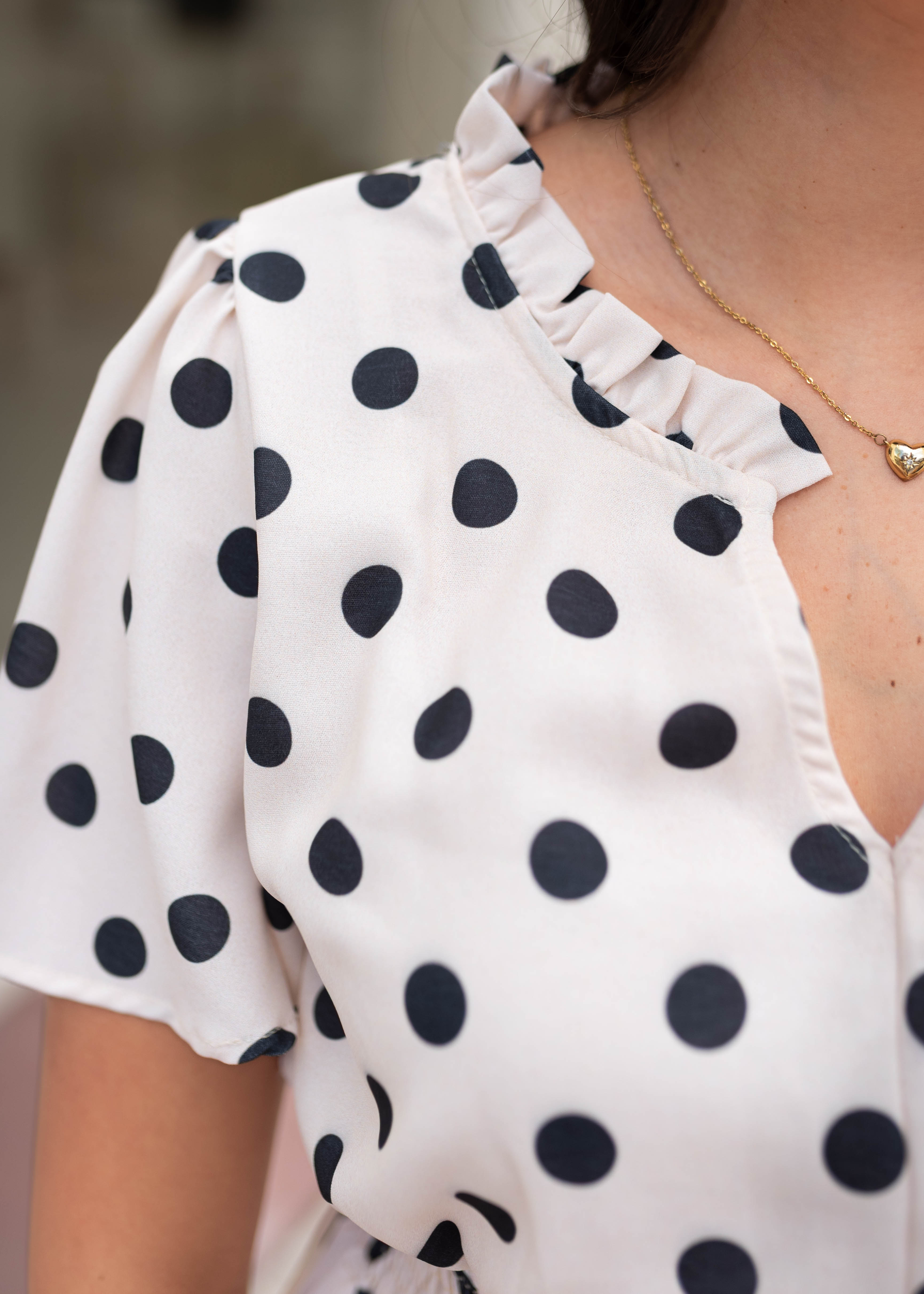 Mia Cream Polka Dot Dress