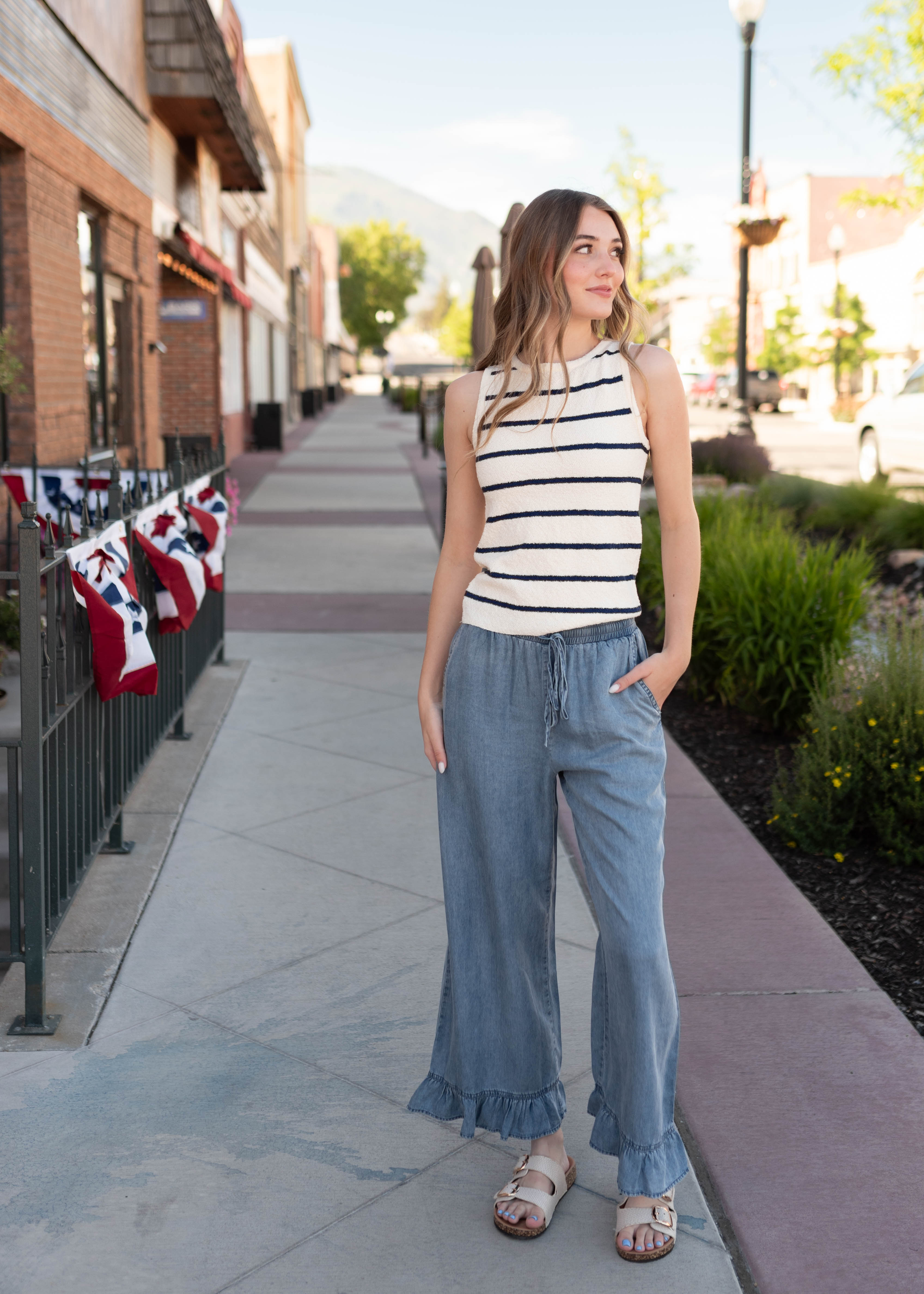 Ally Chambray Ruffle Pants