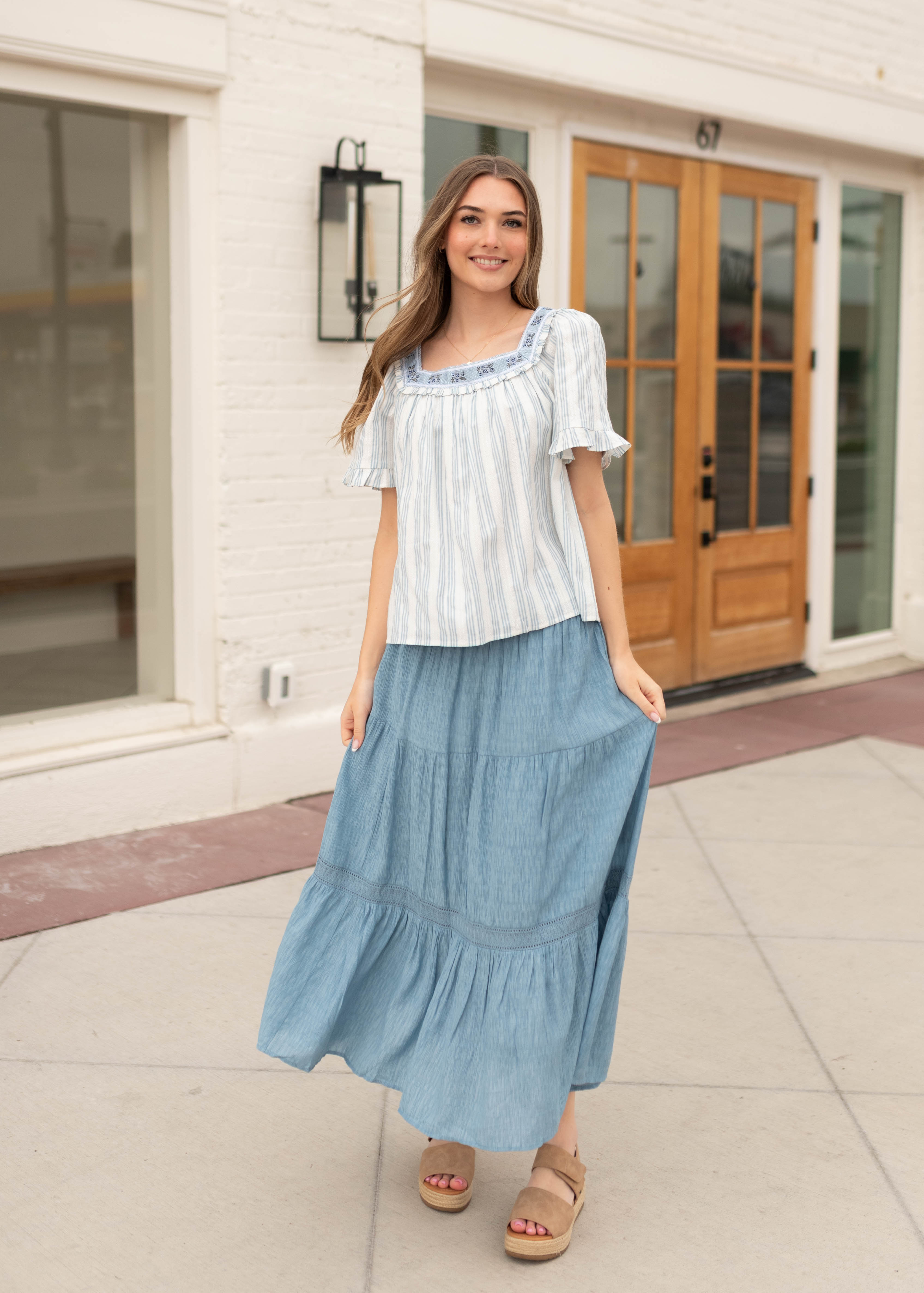 Michelle Blue Striped Blouse