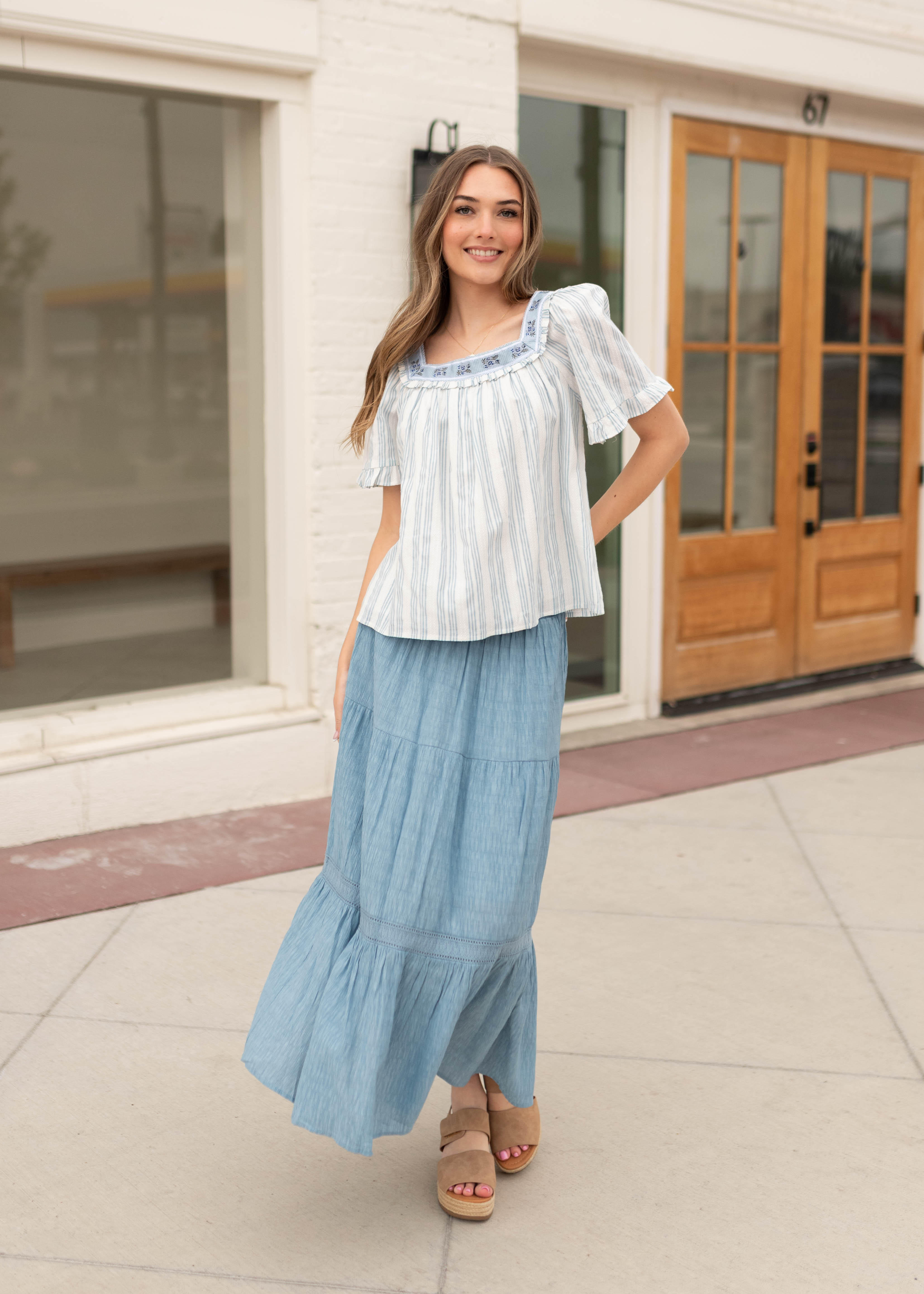 Michelle Blue Striped Blouse