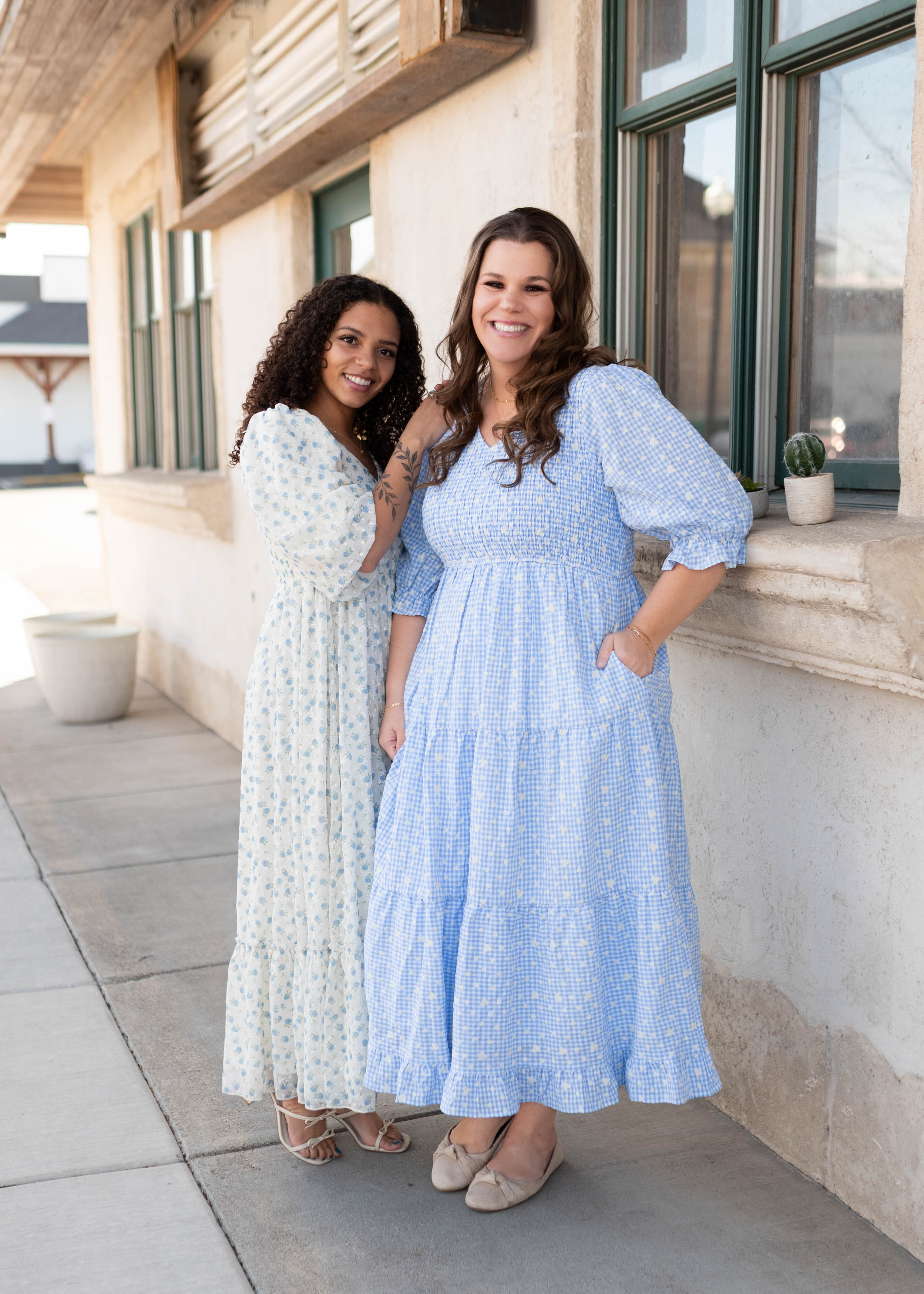 Mikayla Blue Gingham Floral Dress