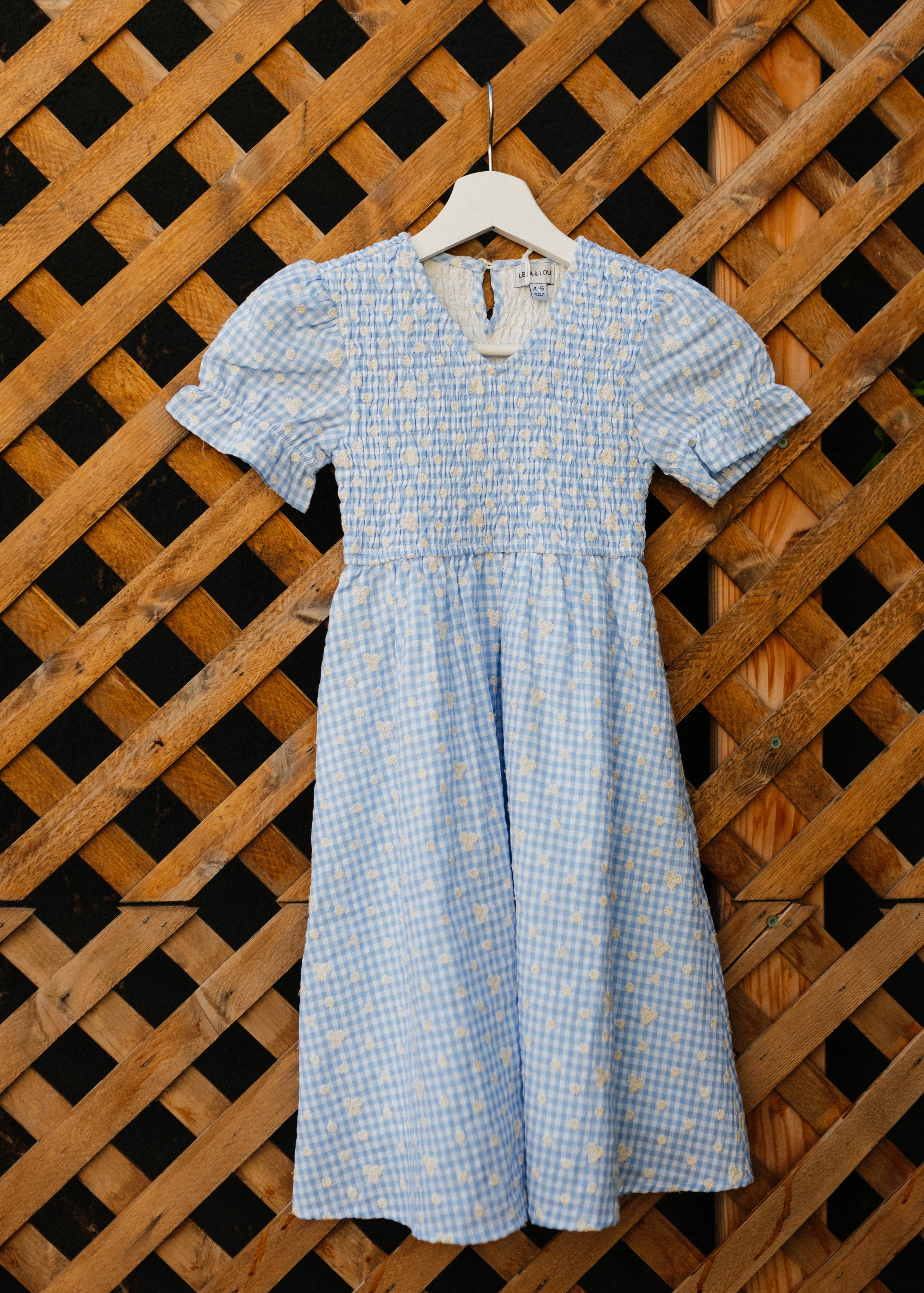 Mikayla Blue Gingham Floral Little Girl Dress