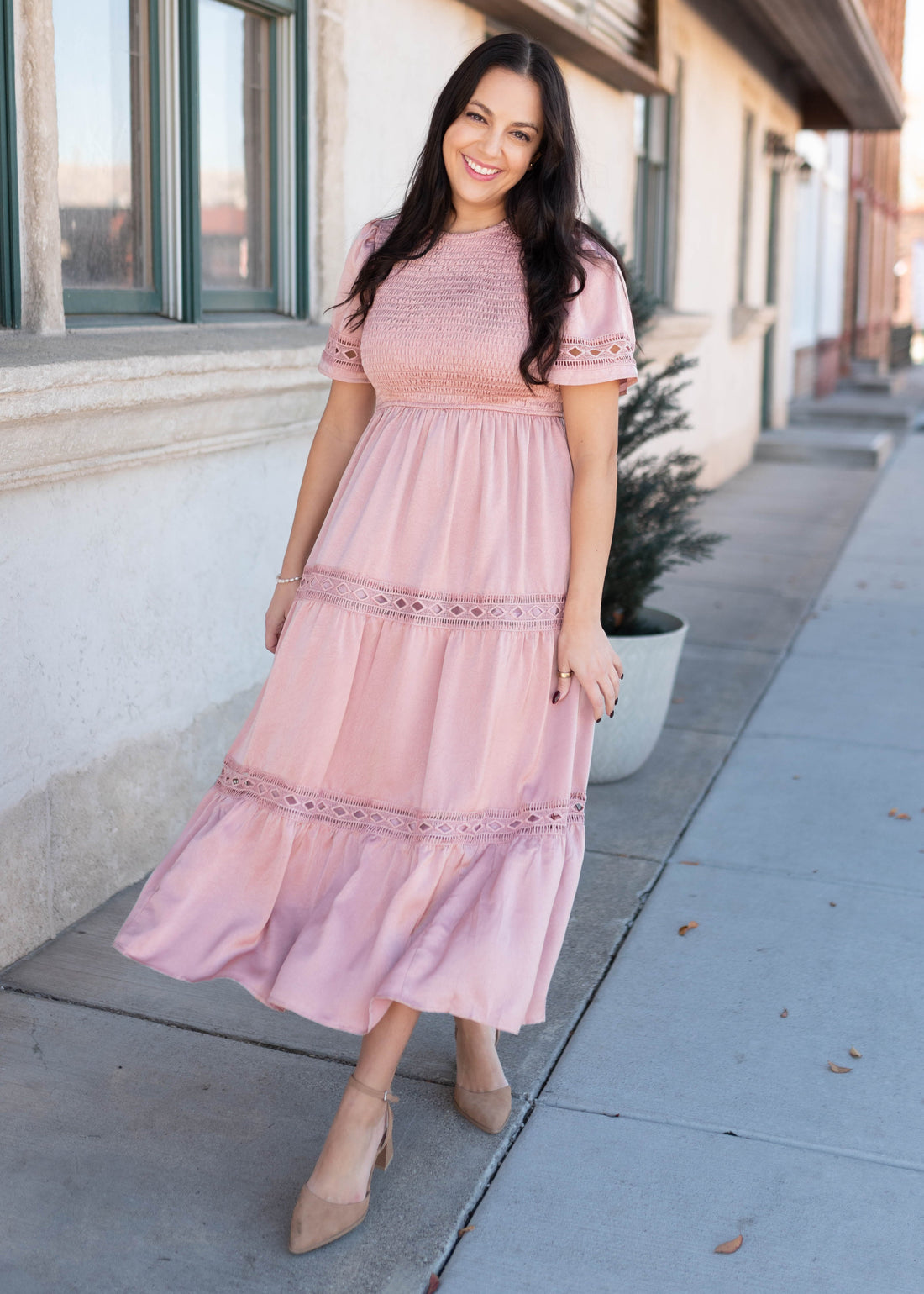 Millie Blush Smocked Dress