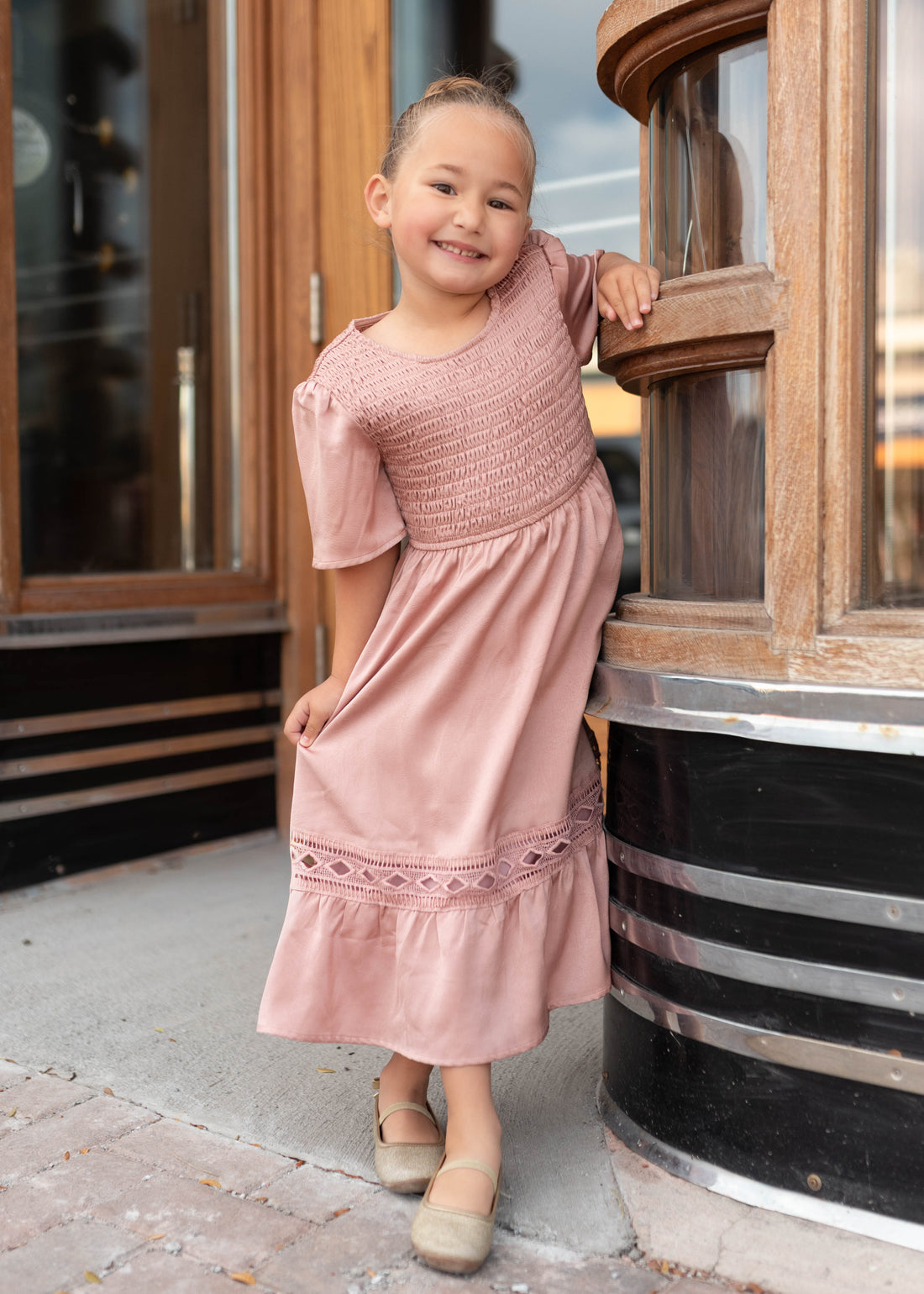 Millie Blush Smocked Little Girl Dress