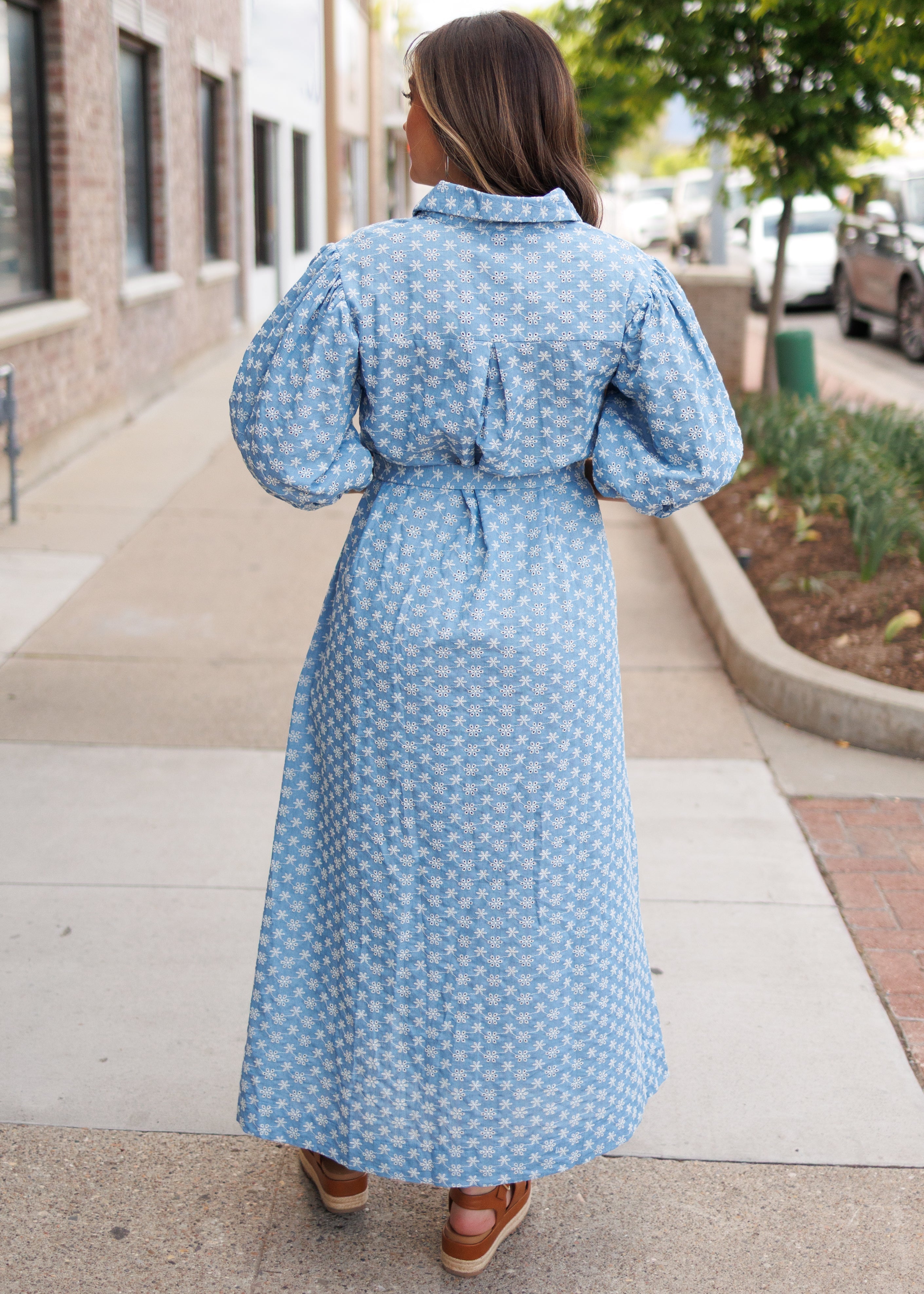 Miriam Embroidered Chambray Dress