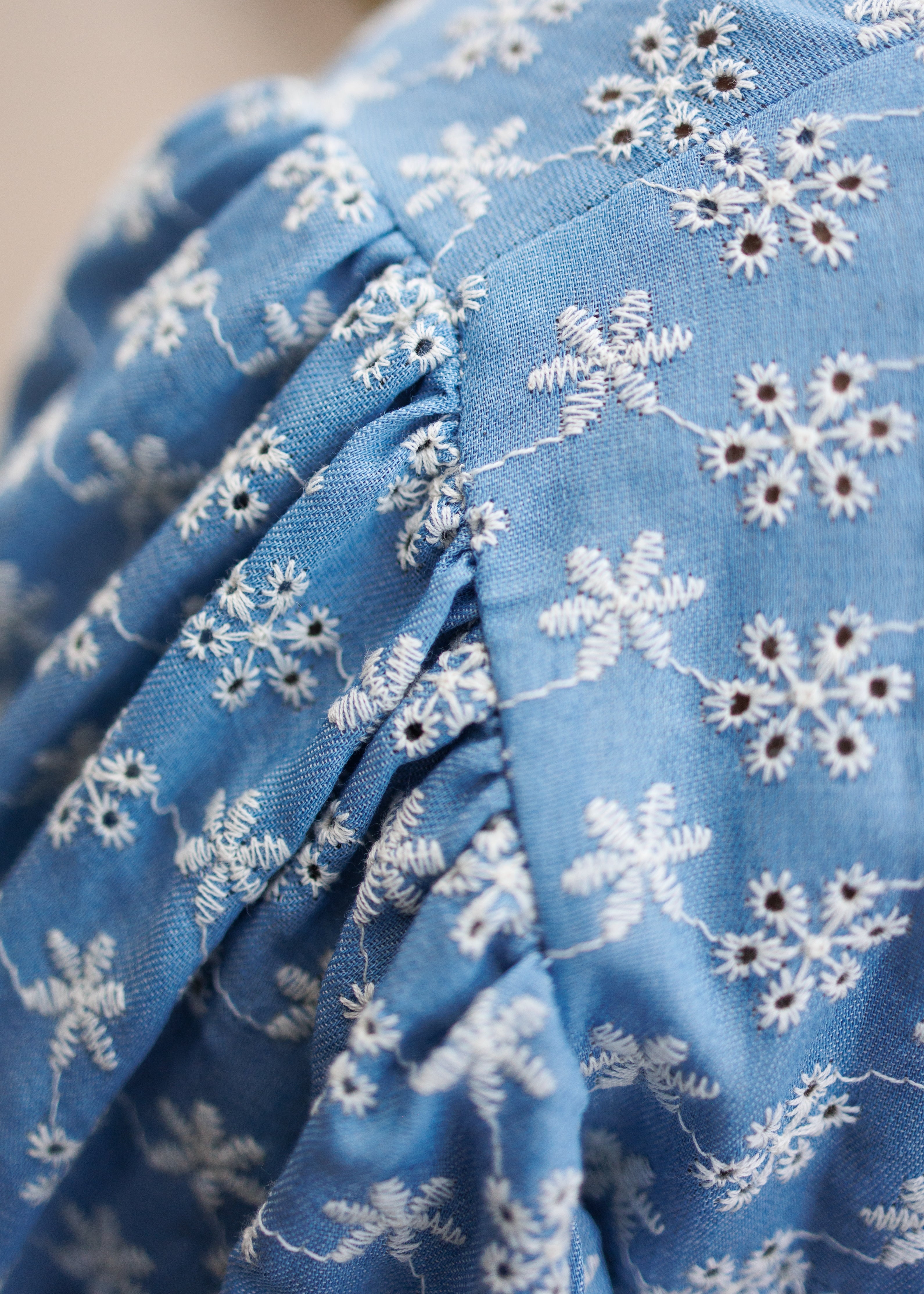 Miriam Embroidered Chambray Dress