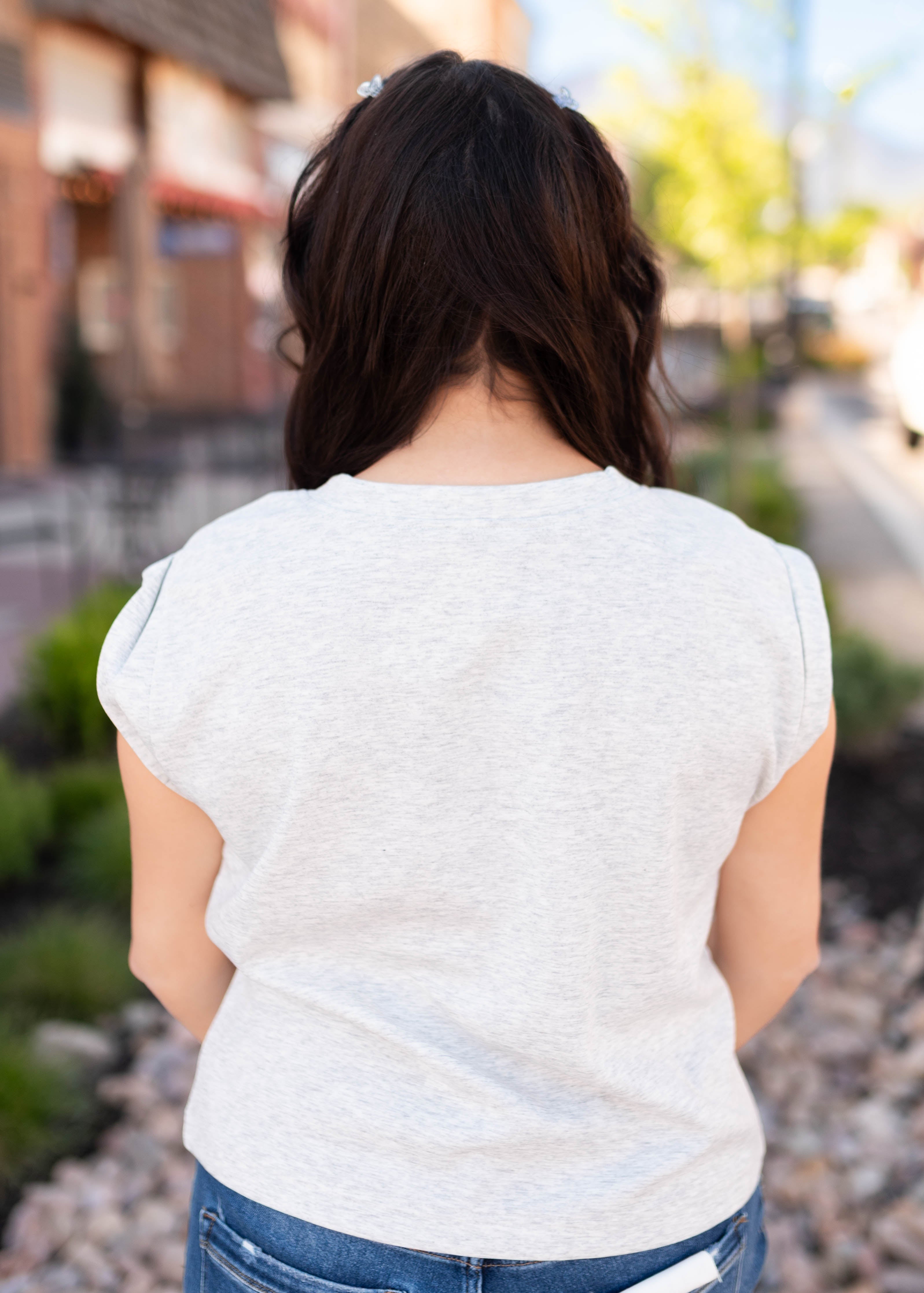 Nancy Light Grey Cap Sleeve Top