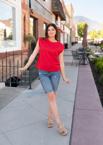 Nancy Red Cap Sleeve Top