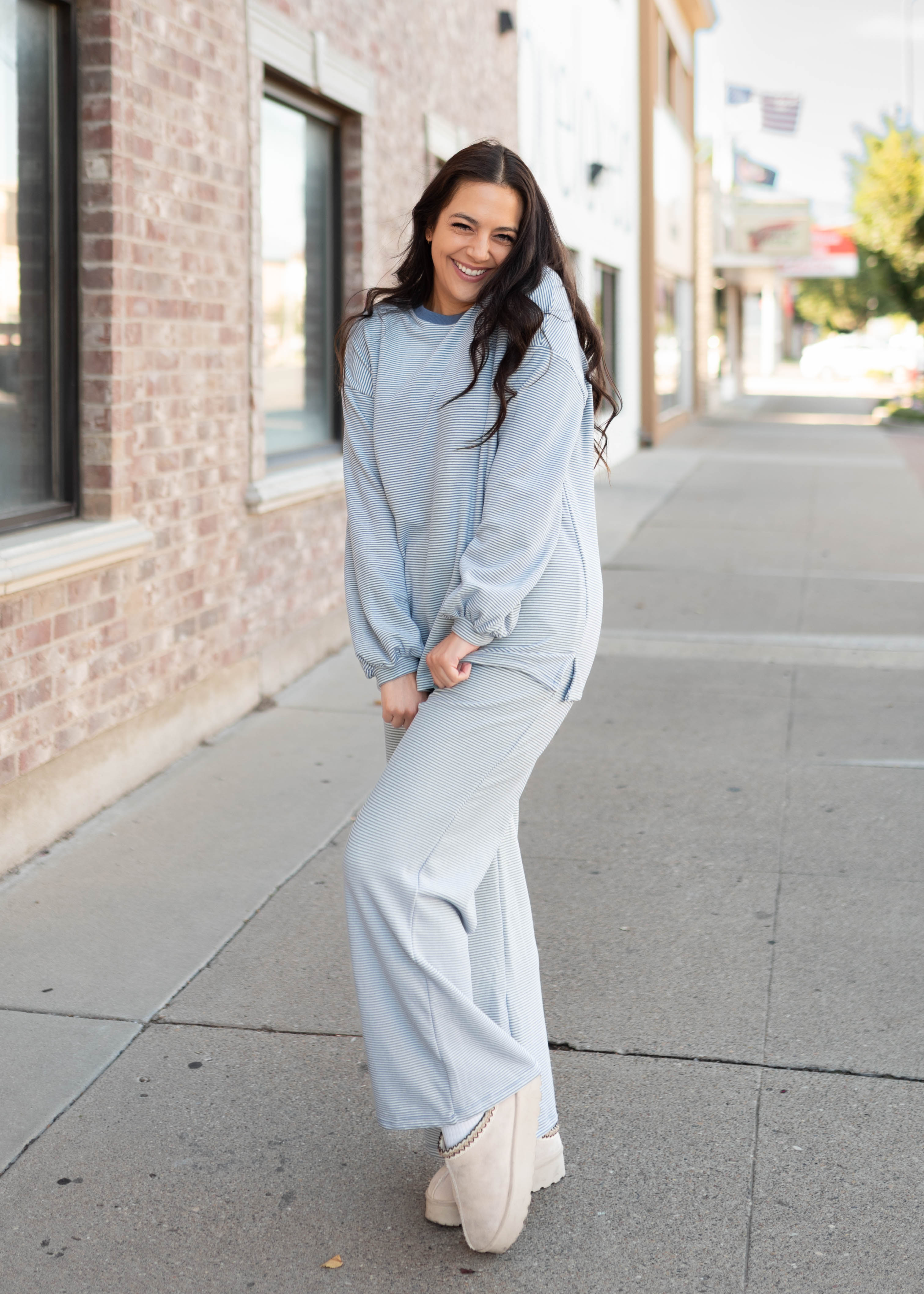 Naomi Blue & White Striped Lounge Pants
