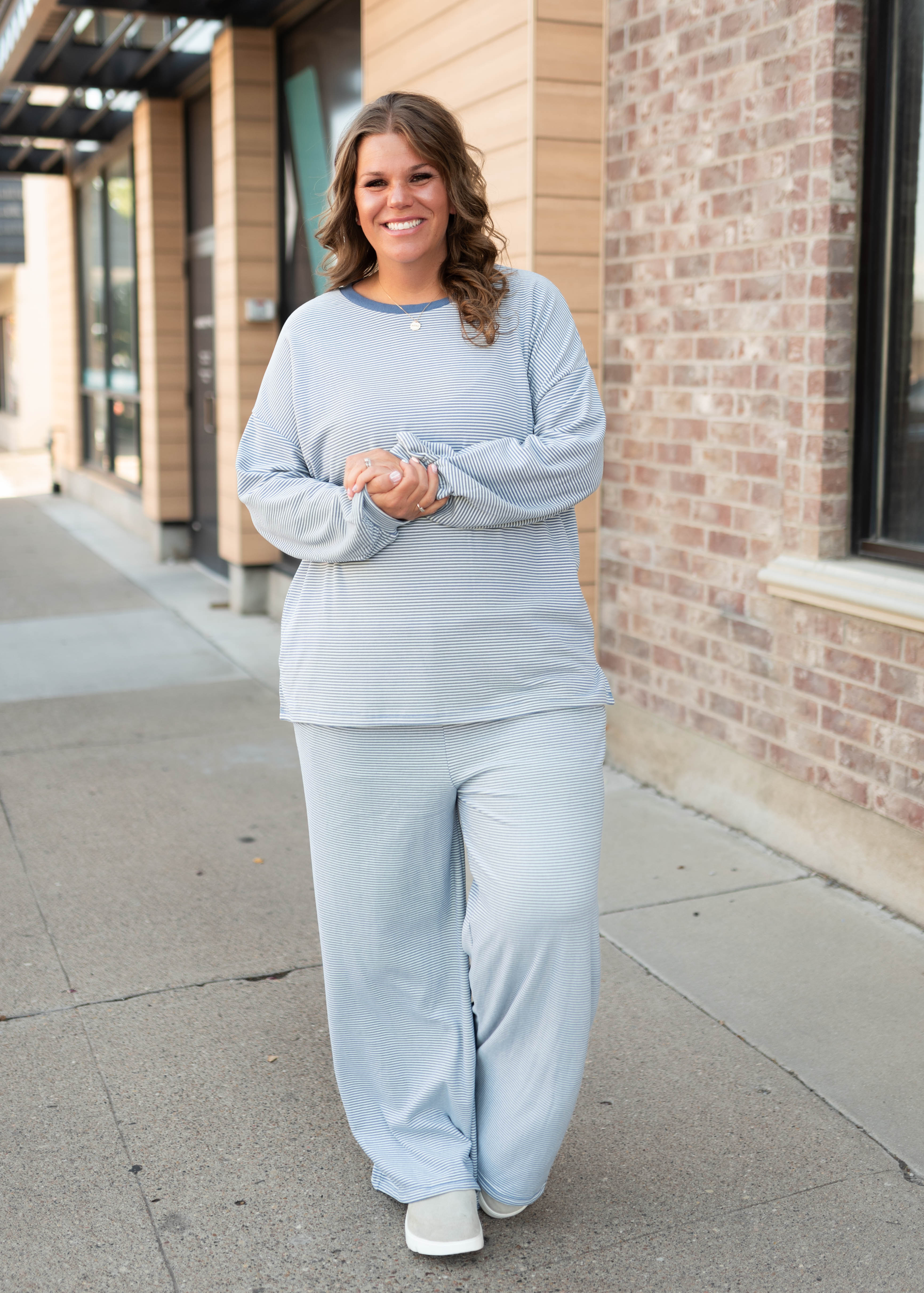 Naomi Blue & White Striped Lounge Pants