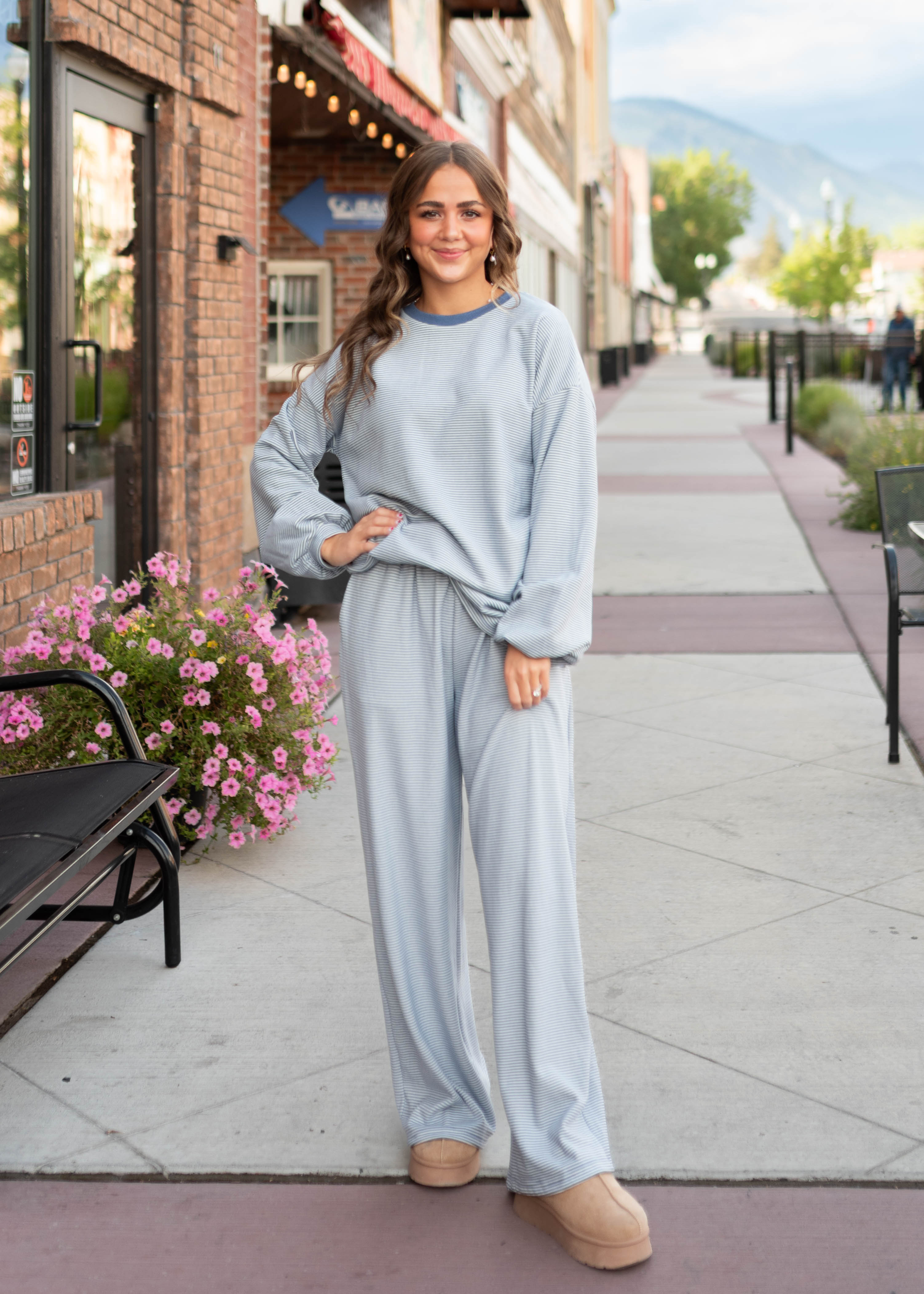 Naomi Blue & White Striped Pullover Top
