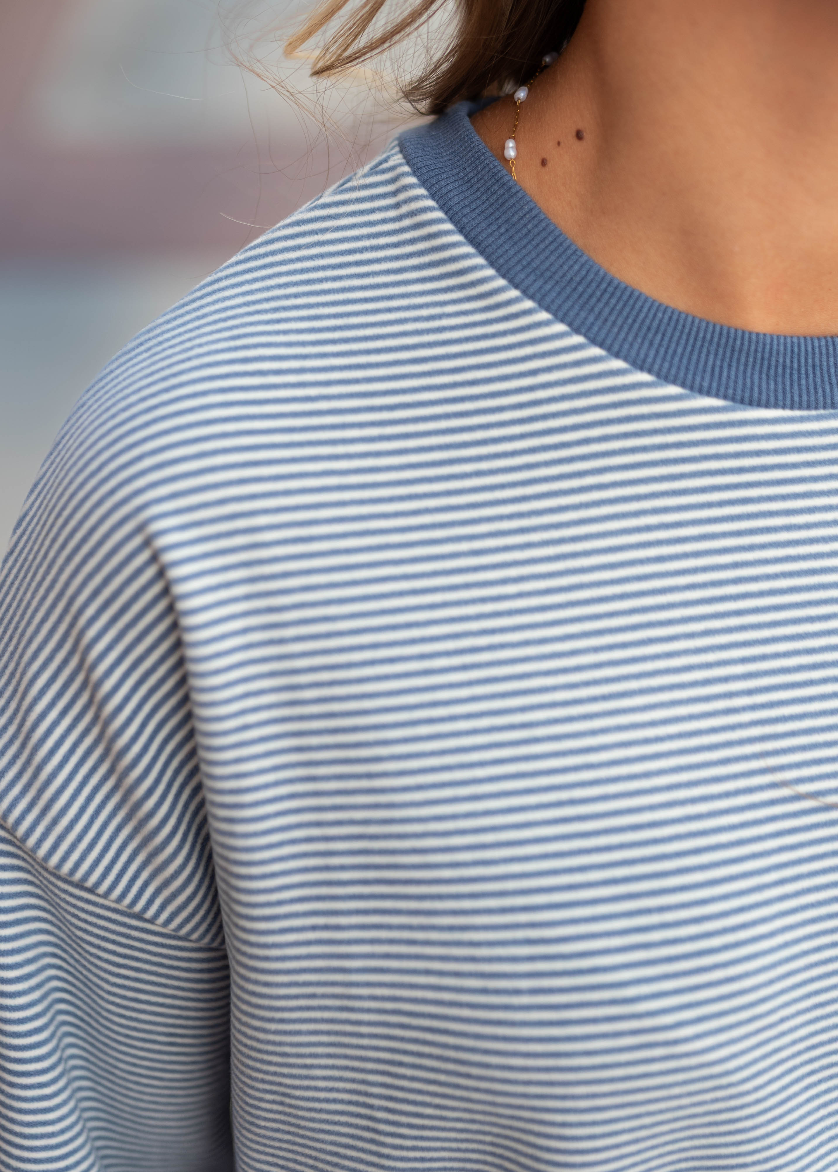 Naomi Blue & White Striped Pullover Top