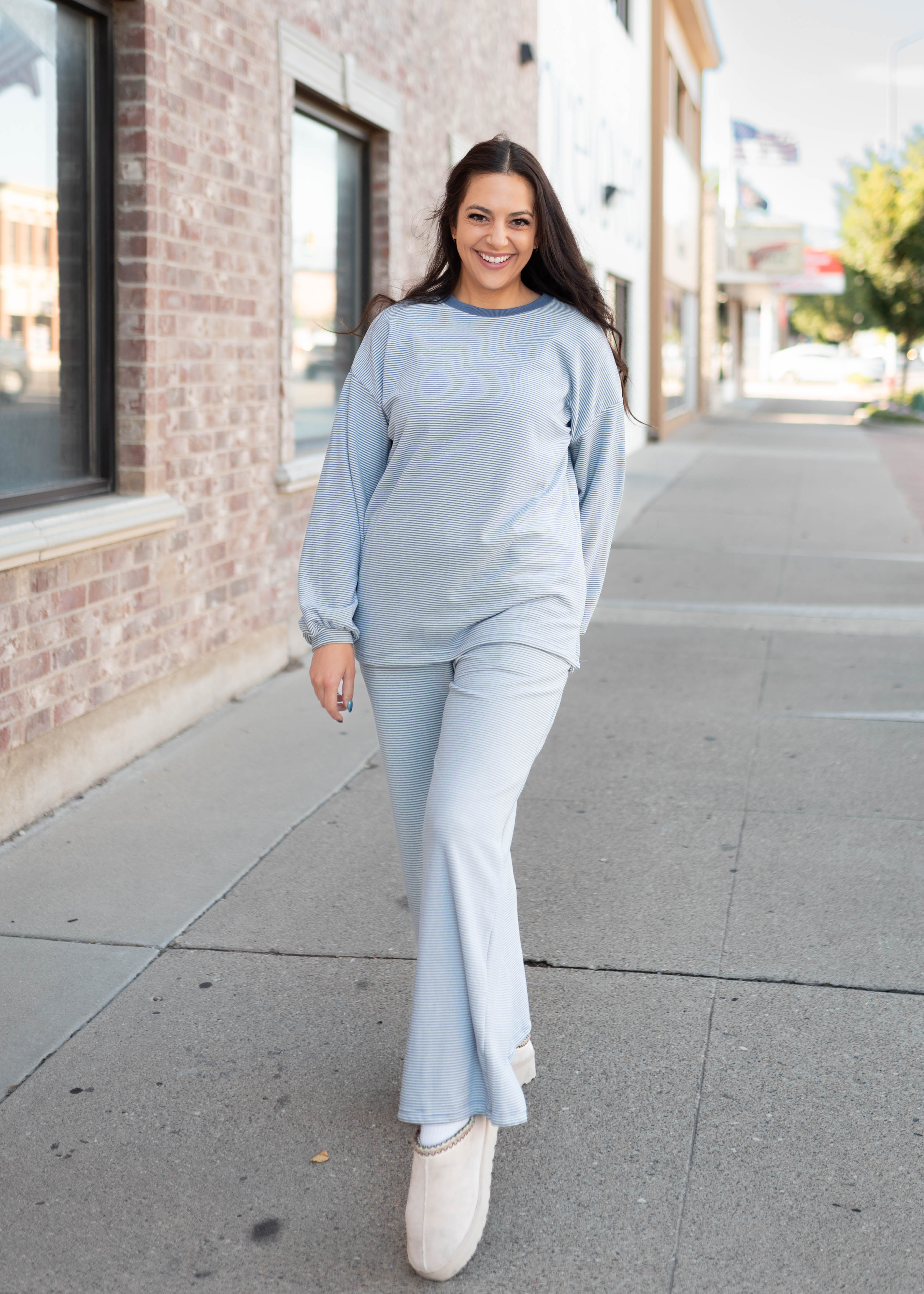 Naomi Blue & White Striped Pullover Top
