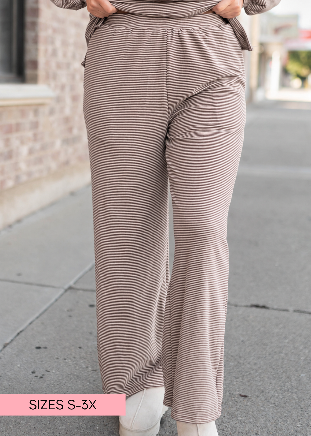 Naomi Brown & Cream Striped Lounge Pants