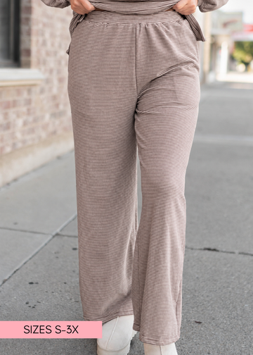 Naomi Brown & Cream Striped Lounge Pants