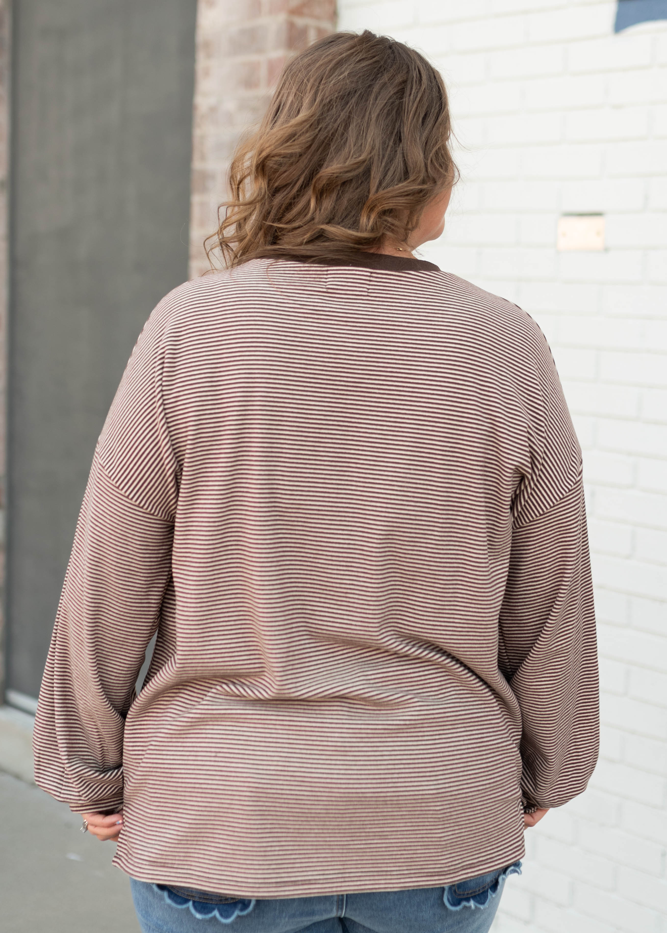 Naomi Brown & Cream Striped Pullover Top