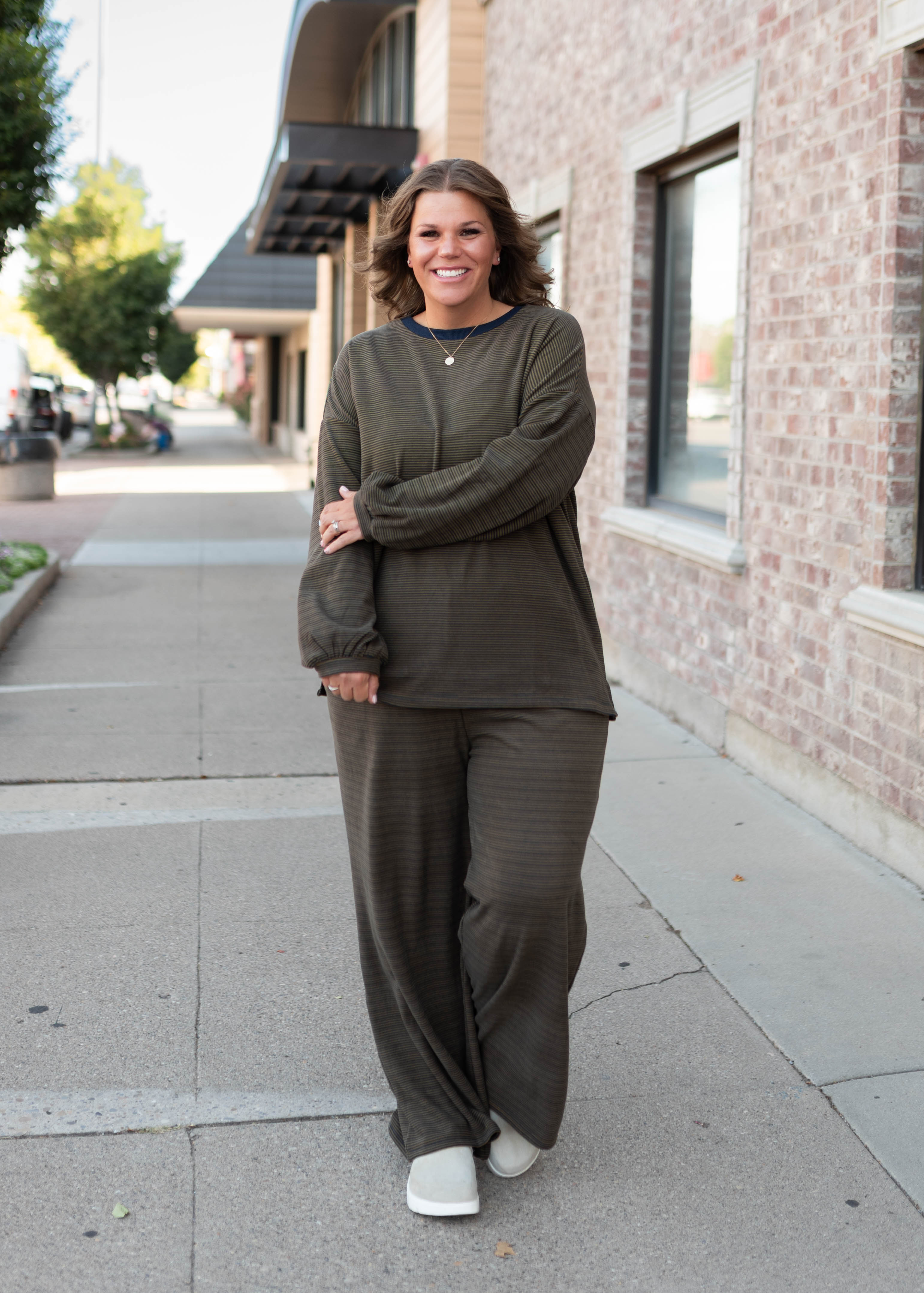 Naomi Navy & Camel Striped Lounge Pants