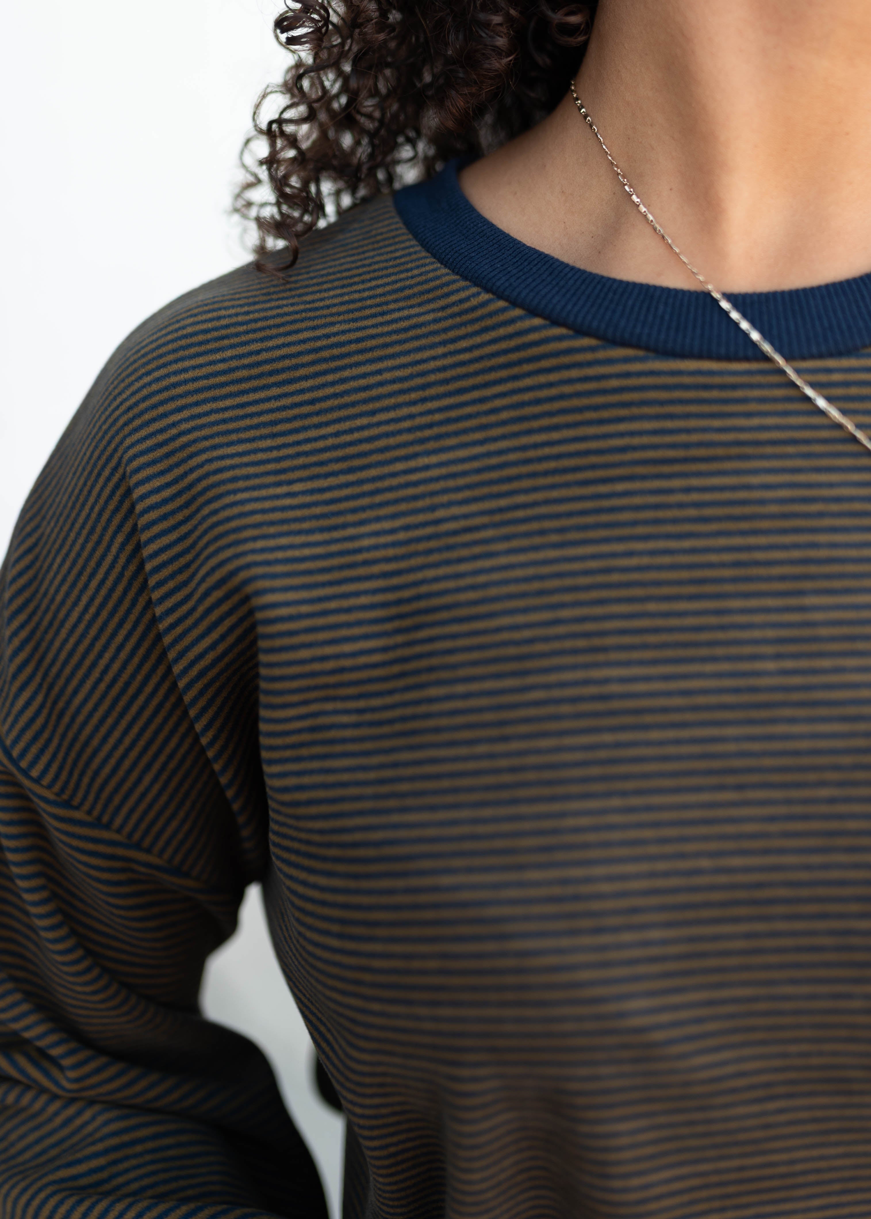 Naomi Navy & Camel Striped Pullover Top