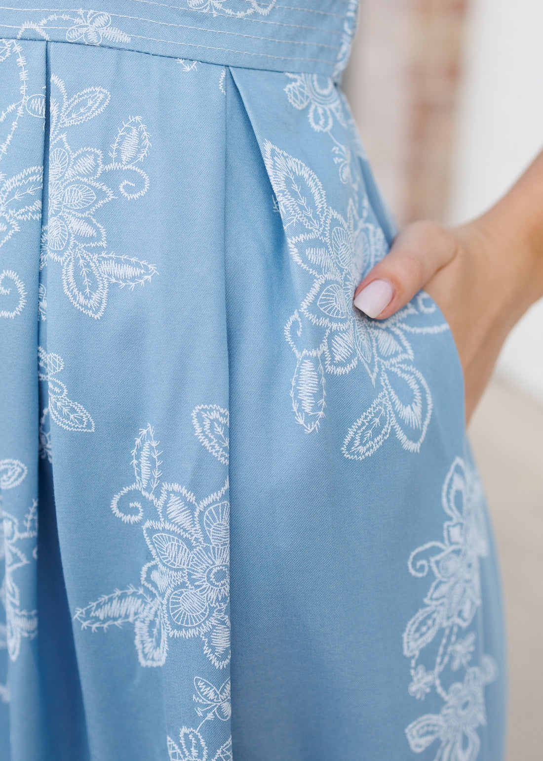 Natalia Blue Floral Collared Dress