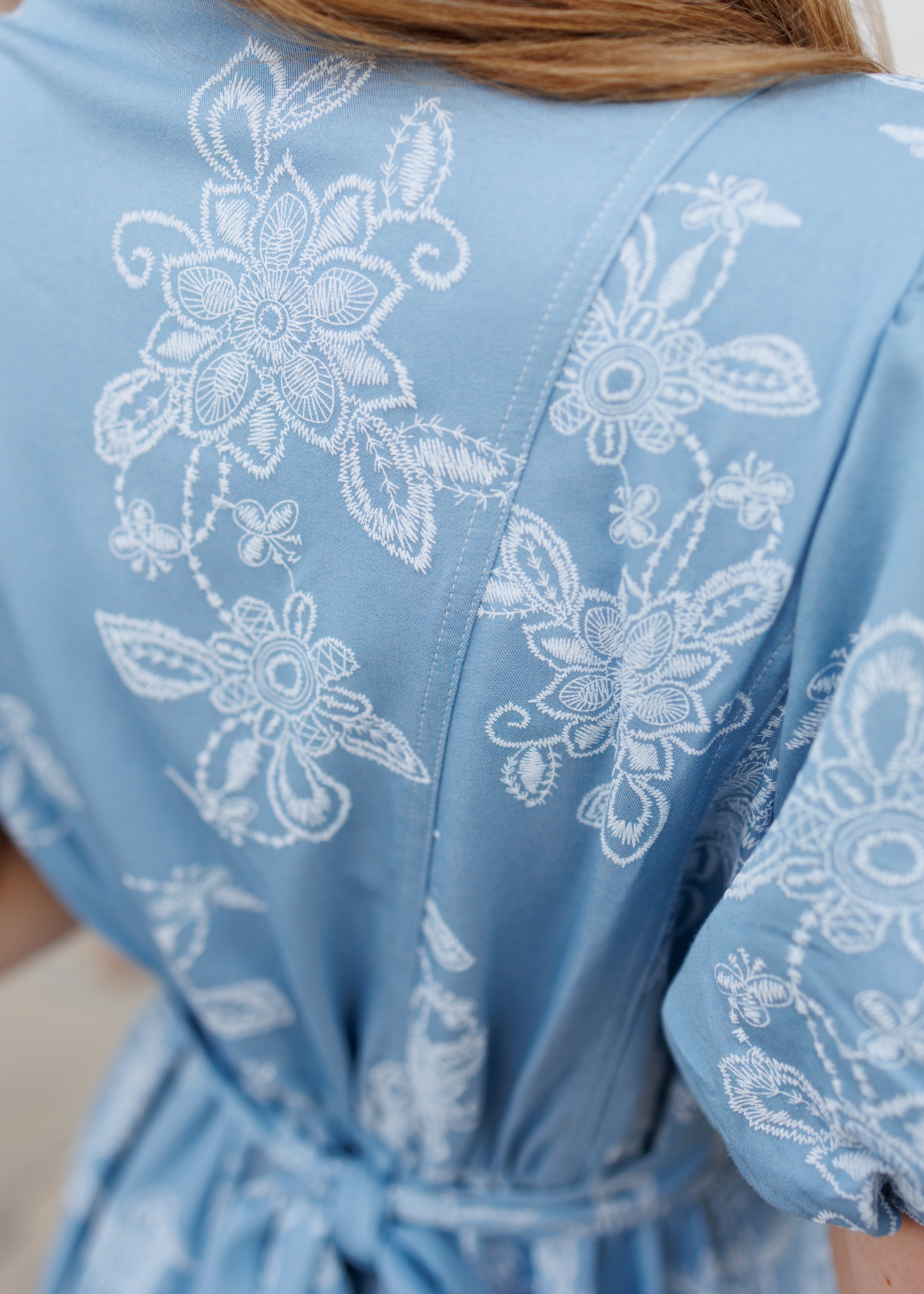 Natalia Blue Floral Collared Dress