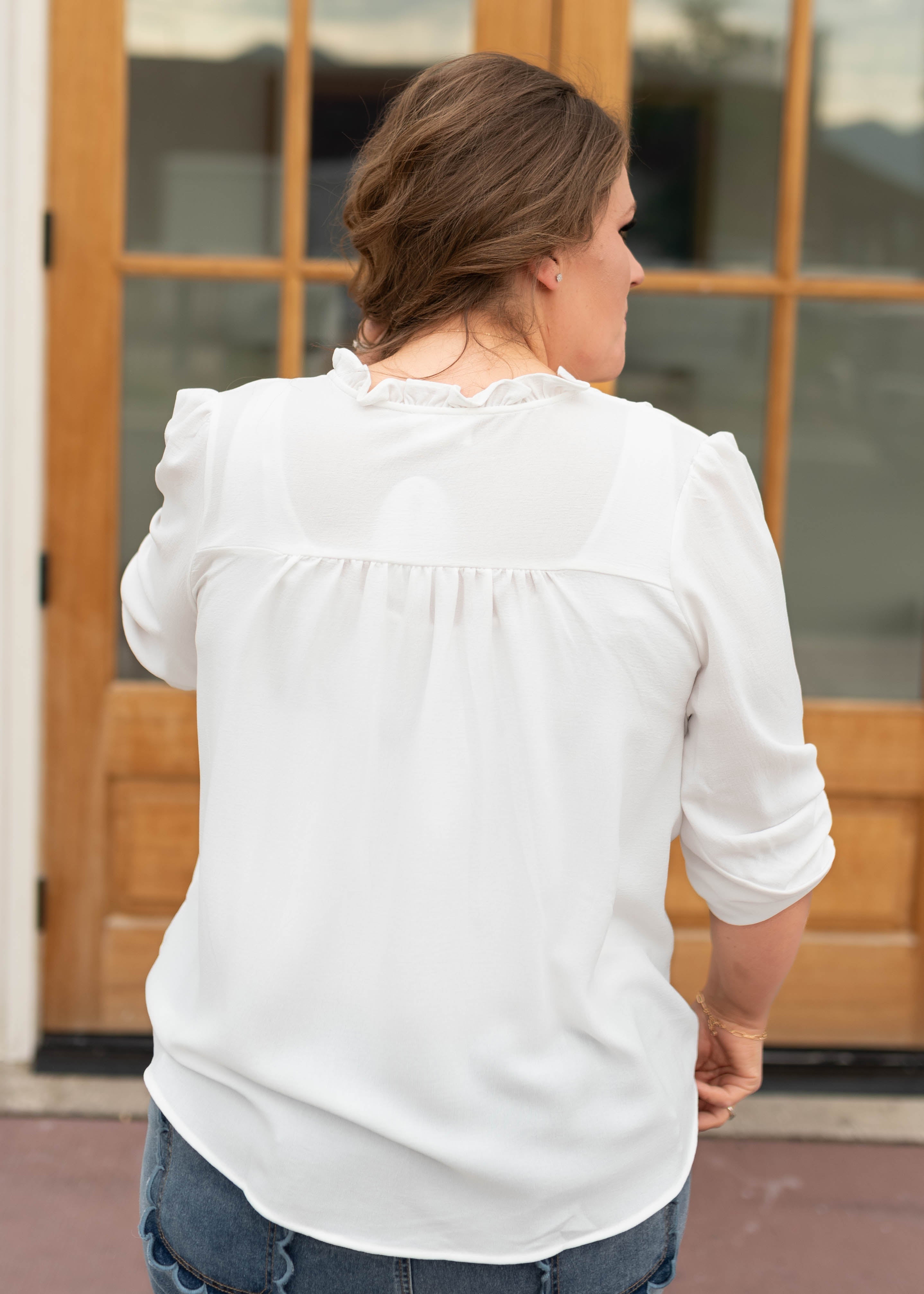 Natalie White Pintuck Blouse