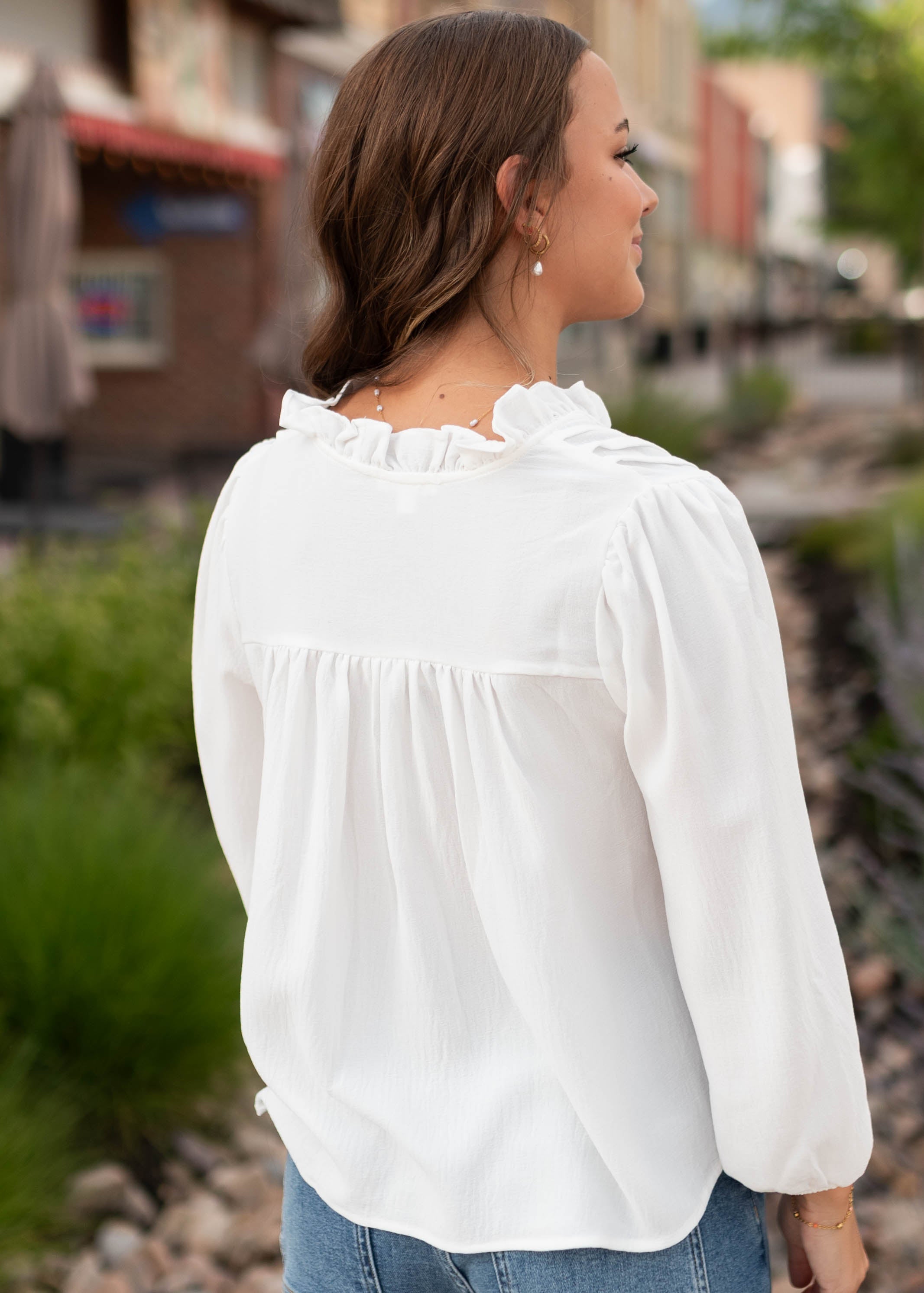 Natalie White Pintuck Blouse