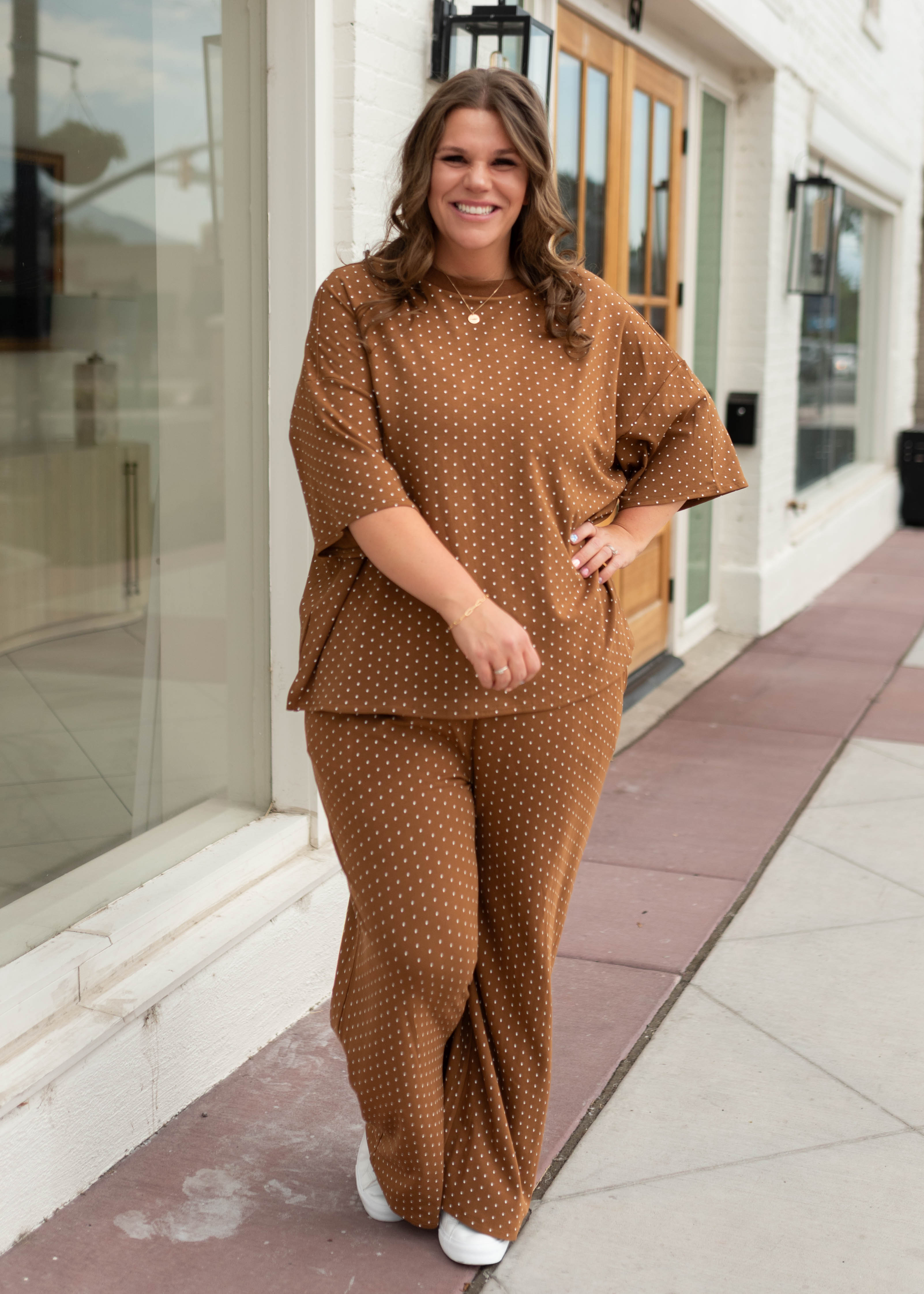 Nellie Camel & Ivory Polka Dot Lounge Pants