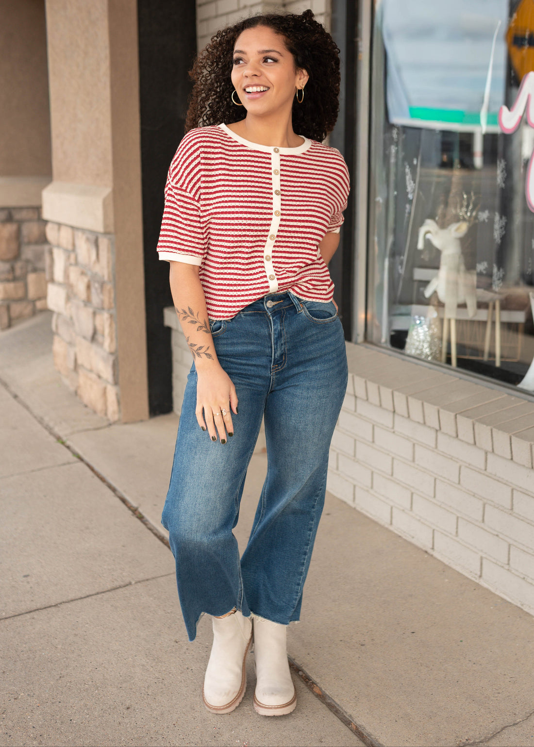 Nila Red Stripe Cardigan