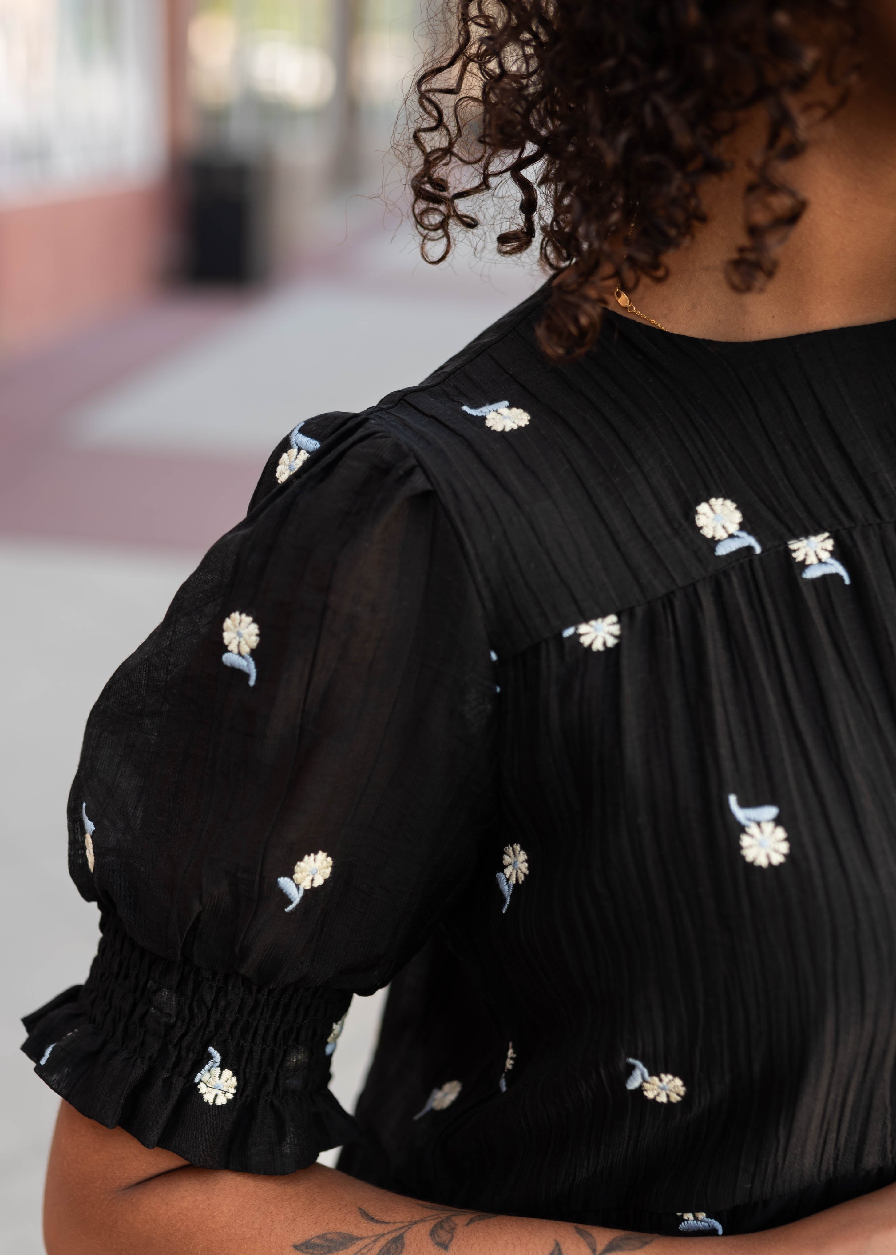 Nina Black Floral Tiered Dress