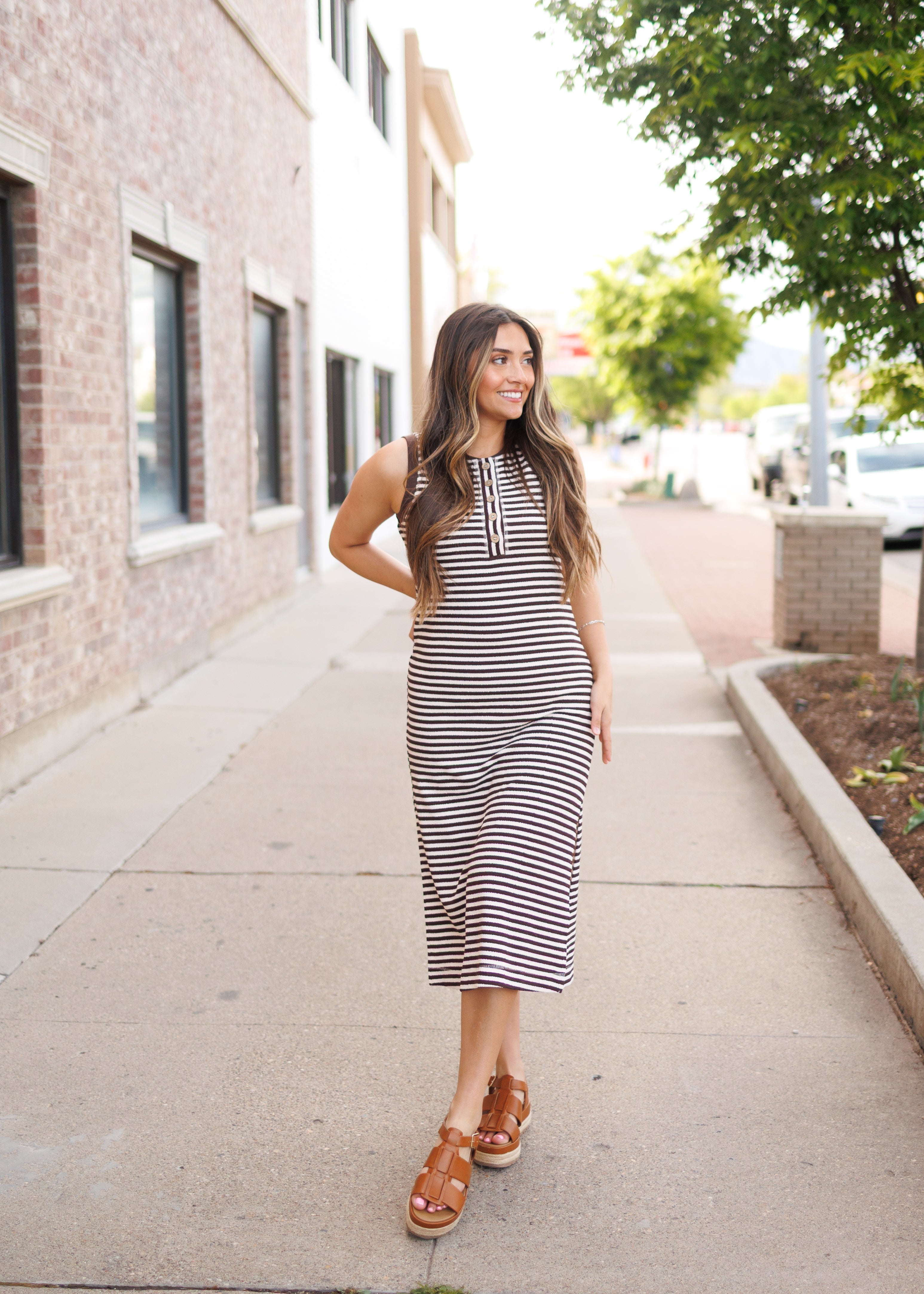 Paisley Striped Sleeveless Dress