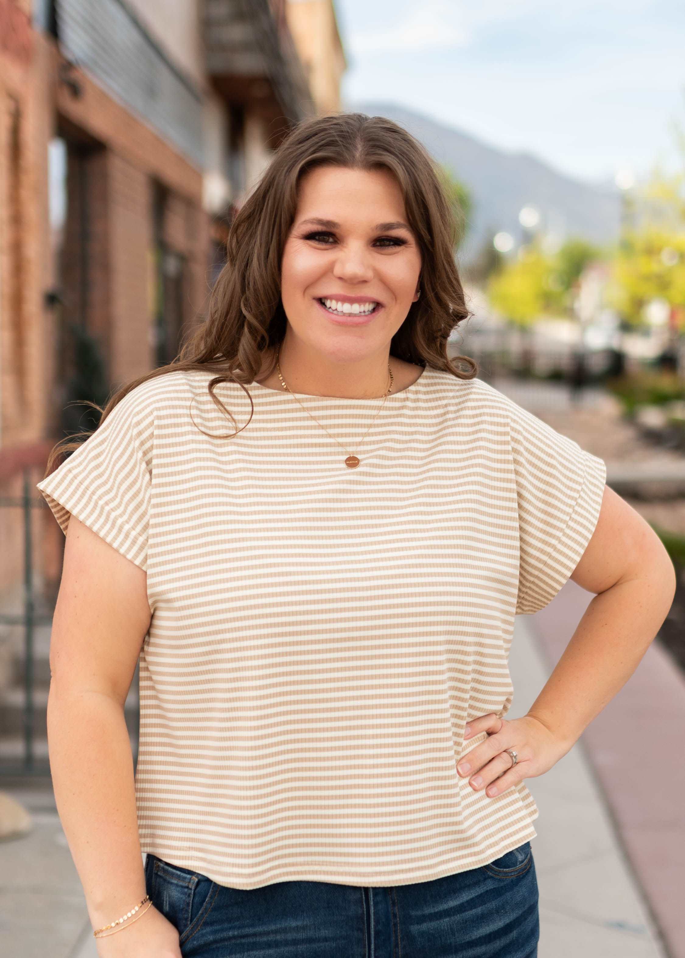 Piper Cream Striped top