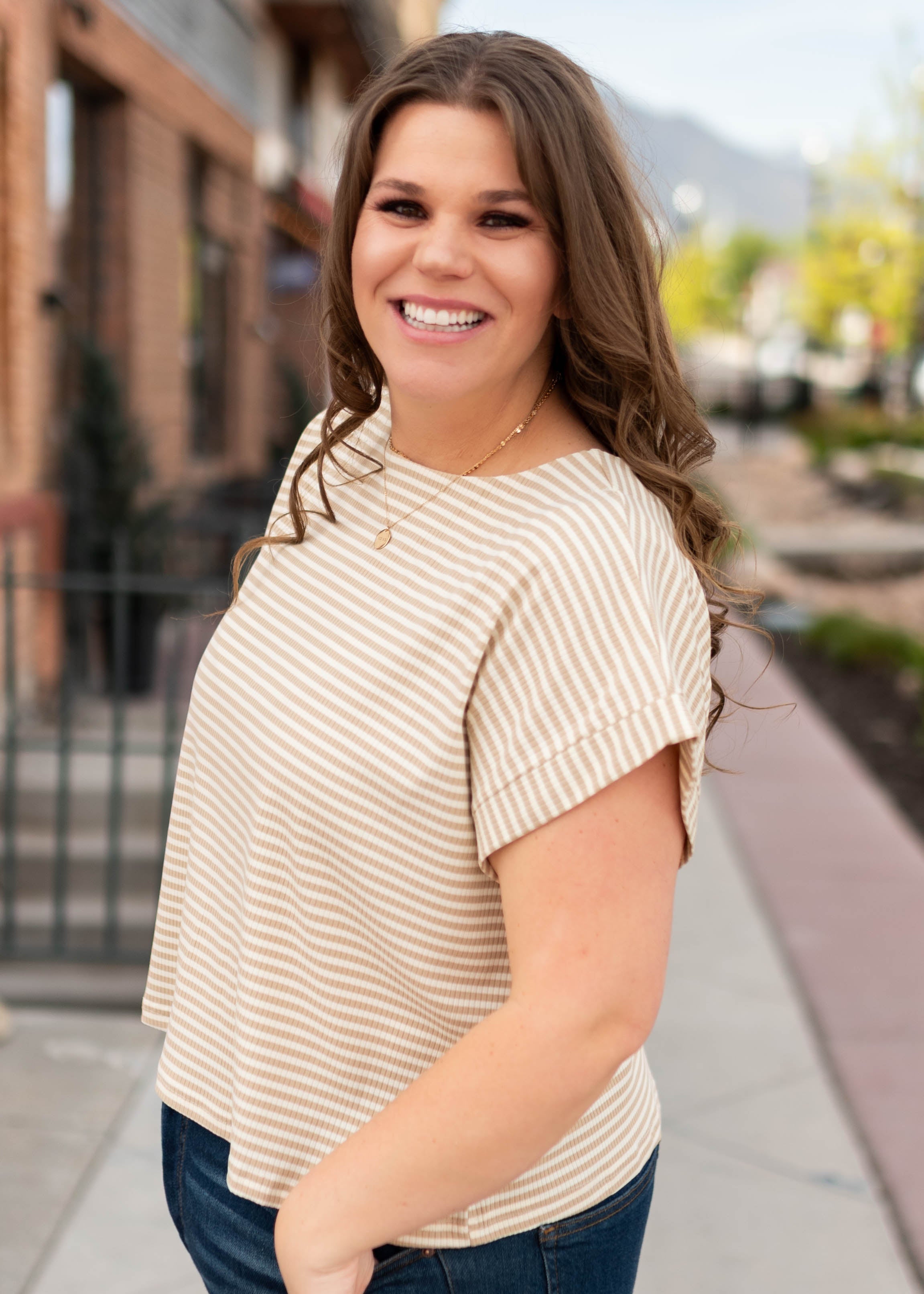 Piper Cream Striped top
