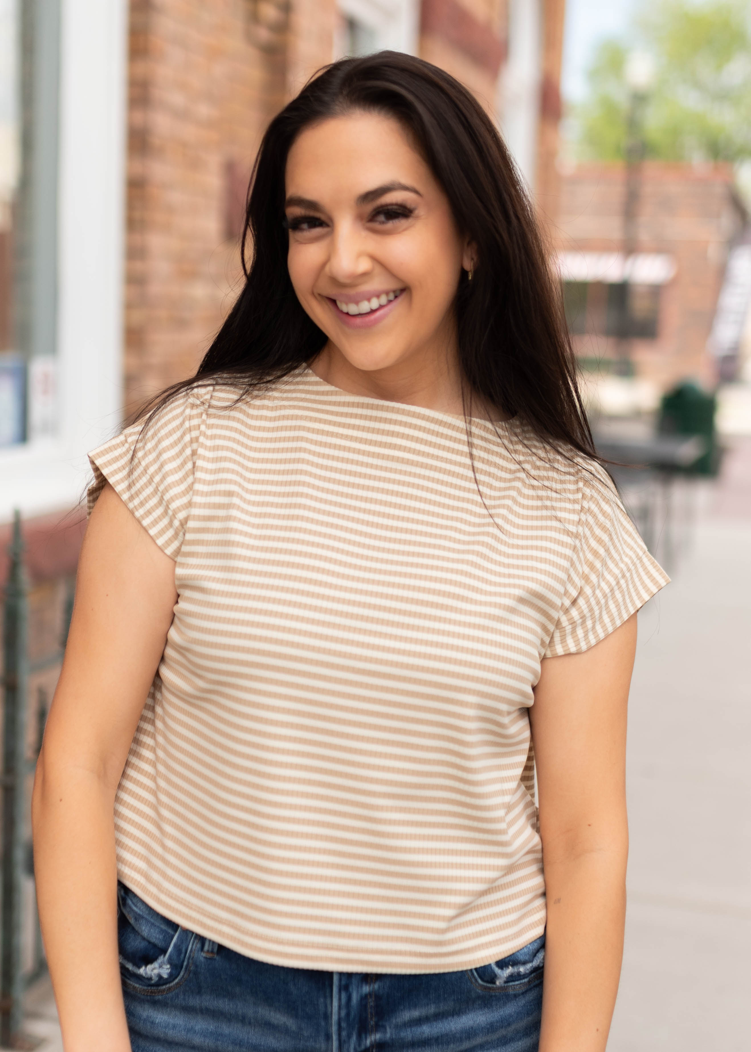 Piper Cream Striped top