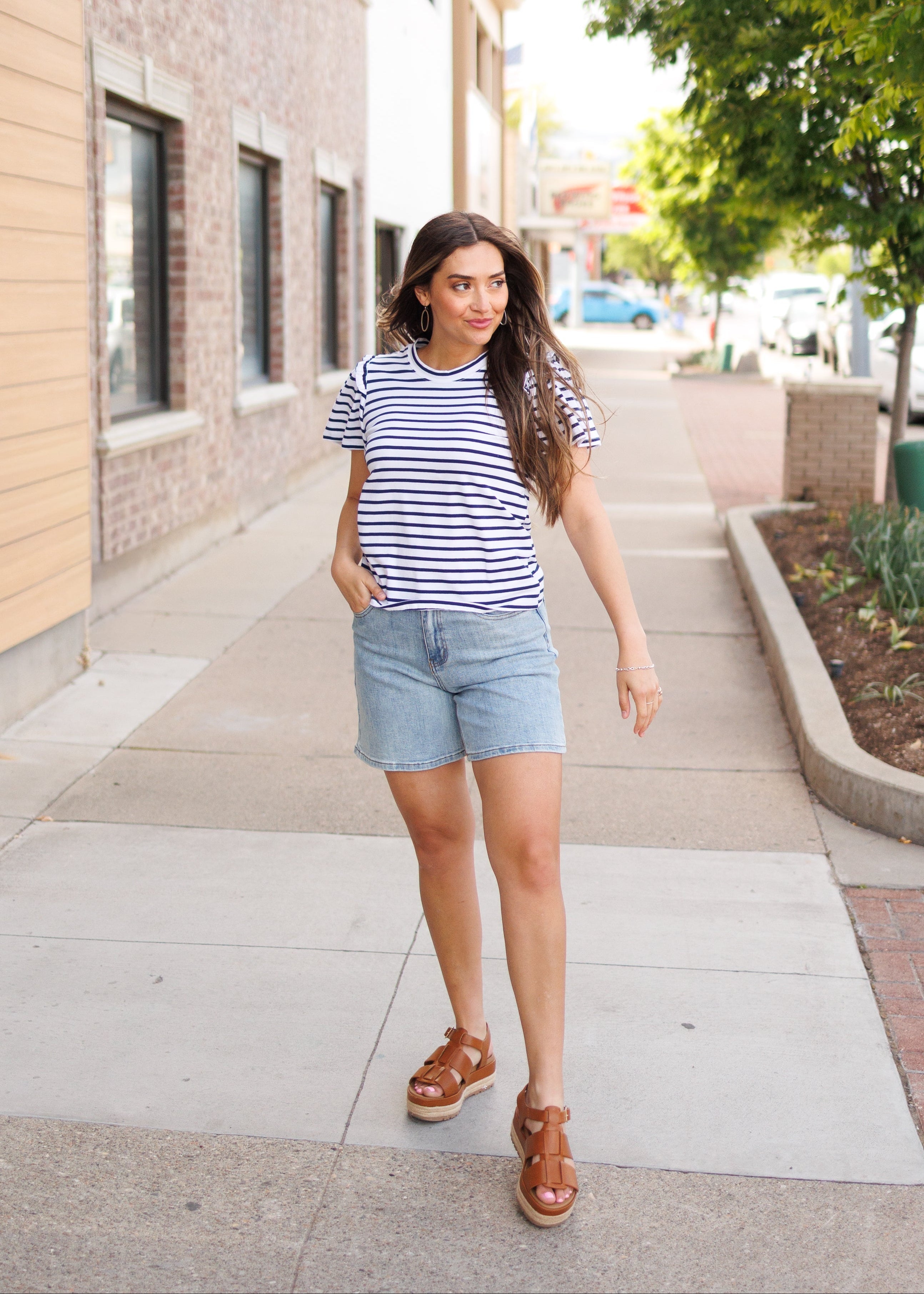 Presley Navy Striped Top