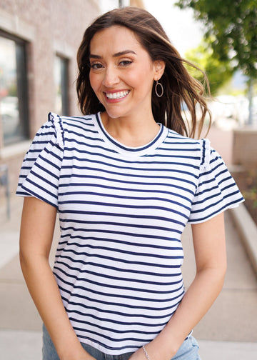 Presley Navy Striped Top