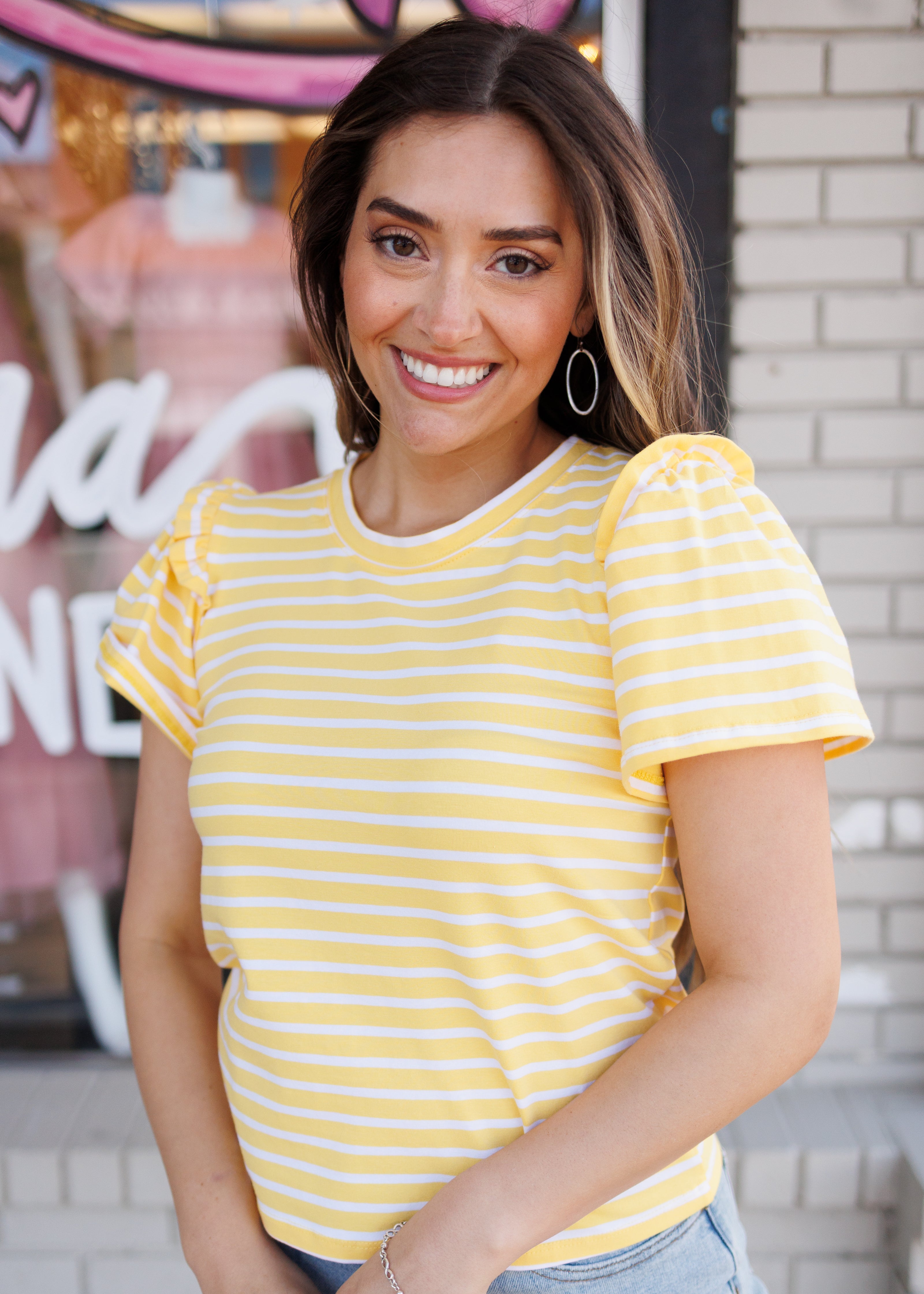 Presley Yellow Striped Top