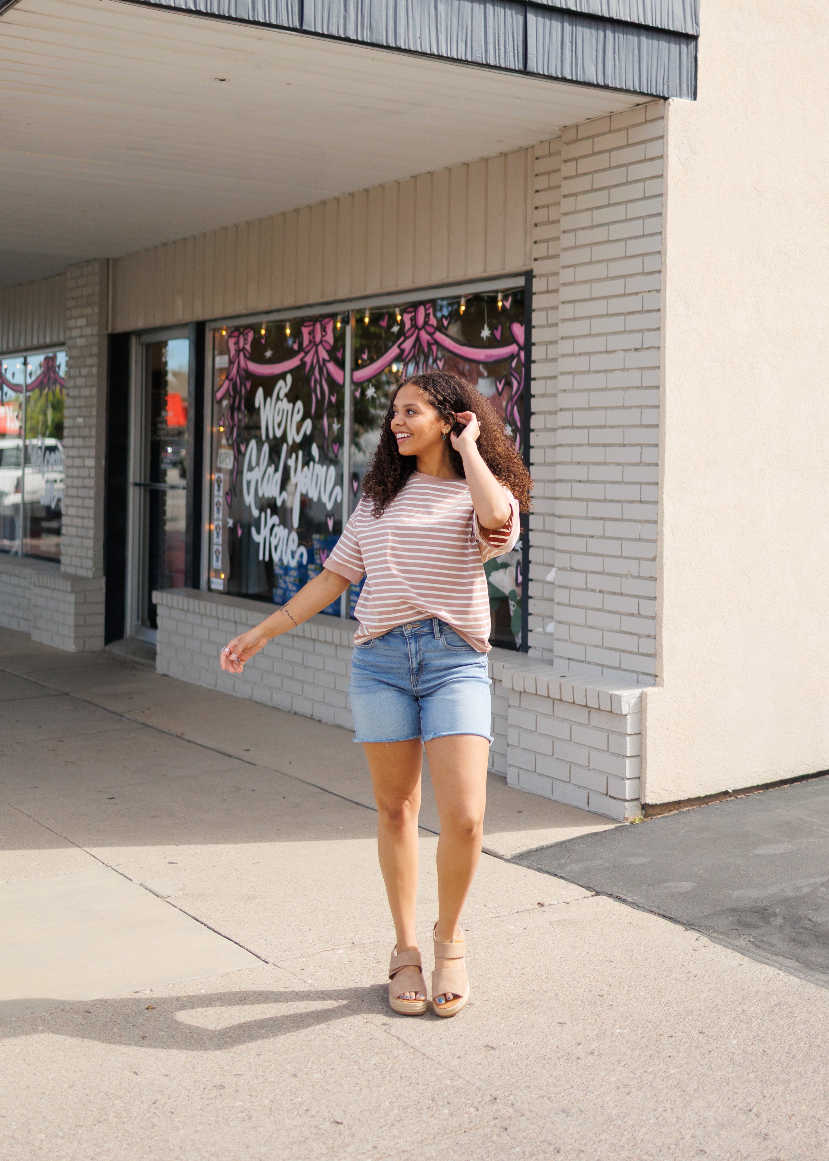 Reagan Taupe Striped Top