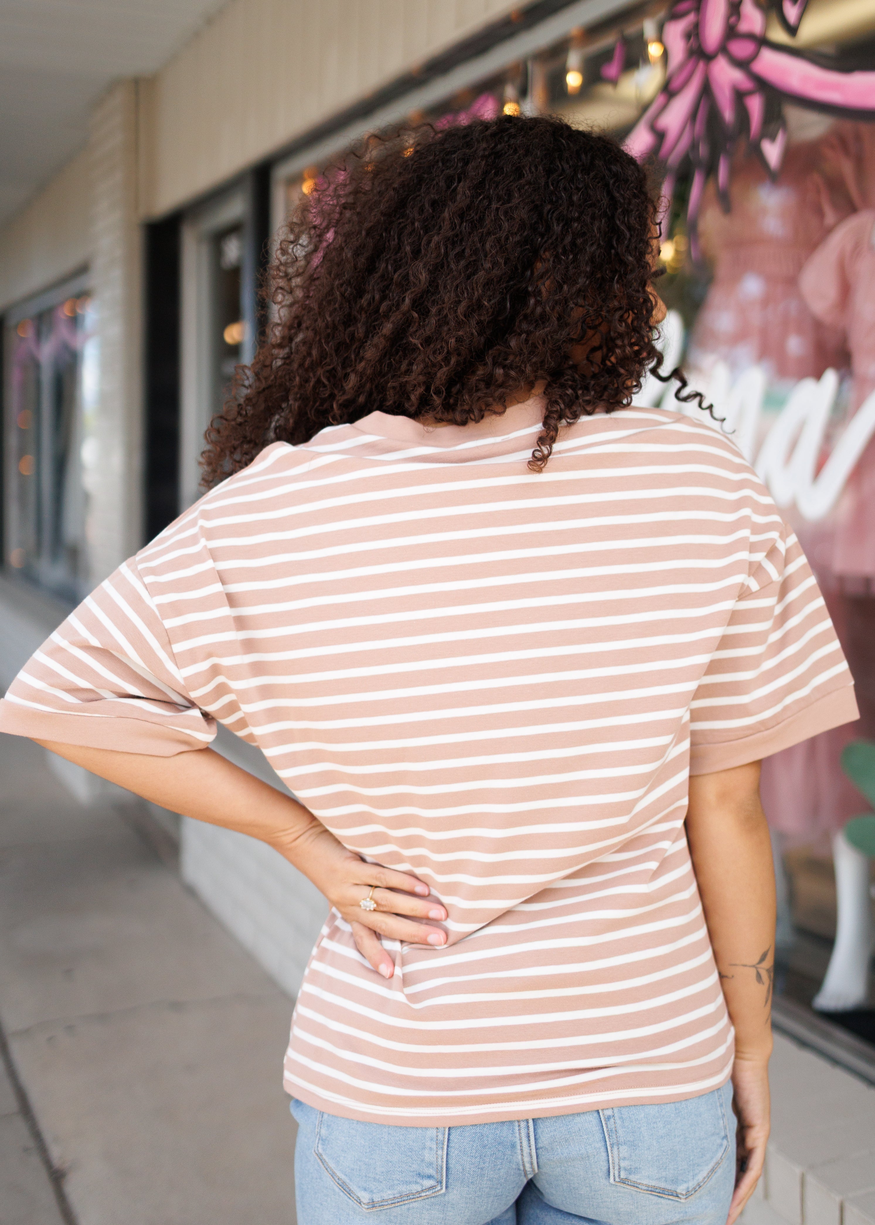 Reagan Taupe Striped Top